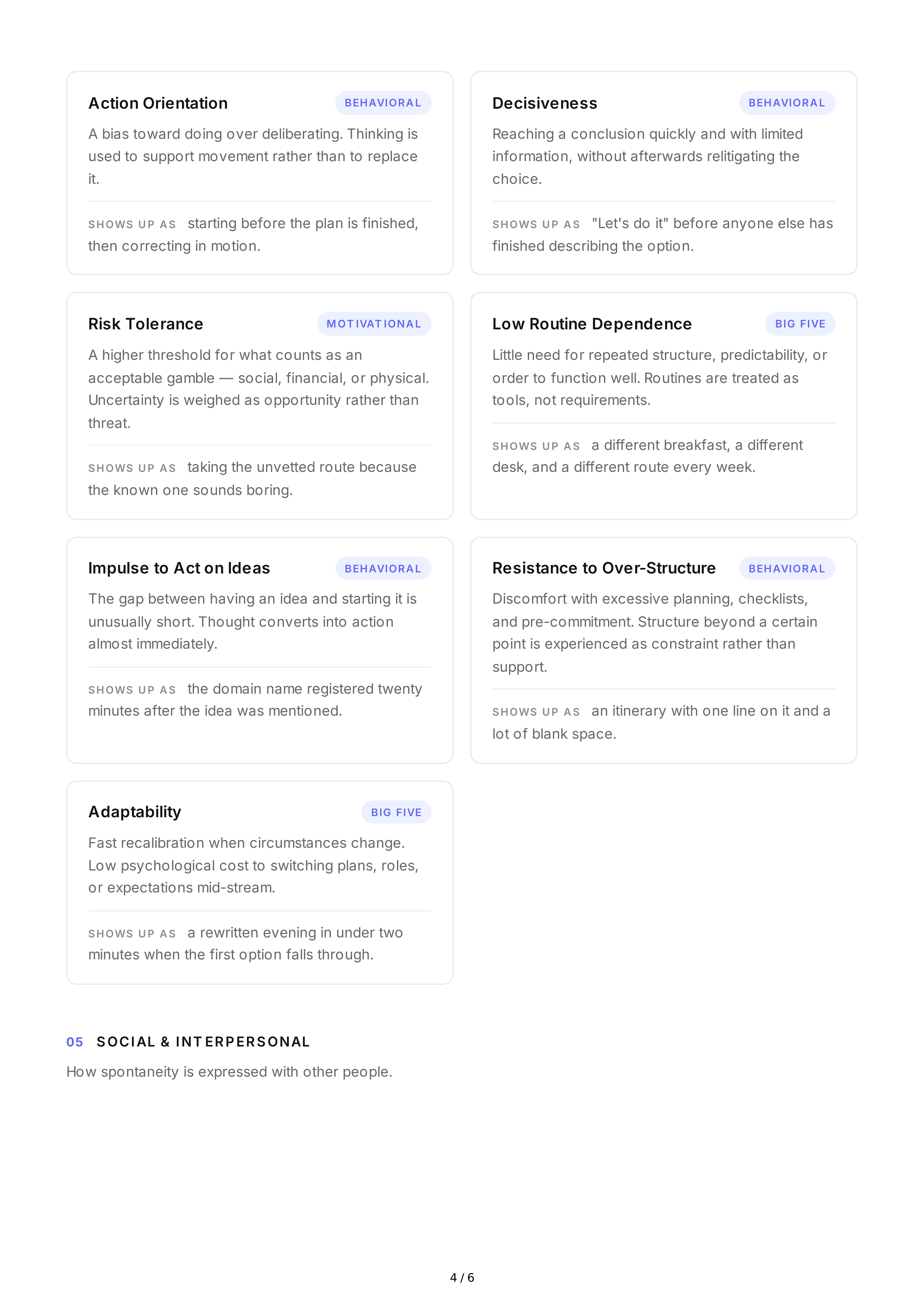 Spontaneity Personality Traits — page 4
