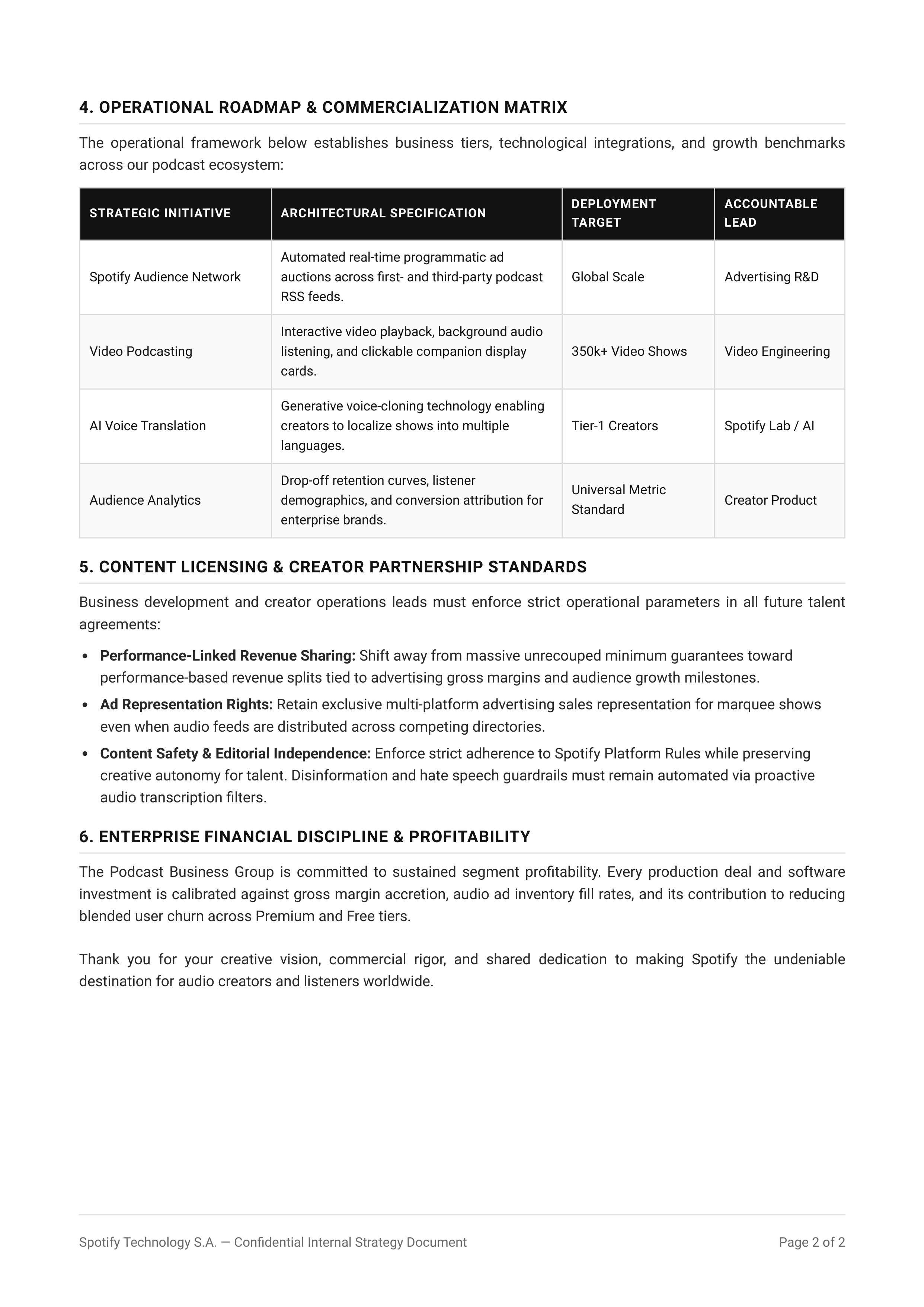 Spotify Podcast Strategy Memo — page 2