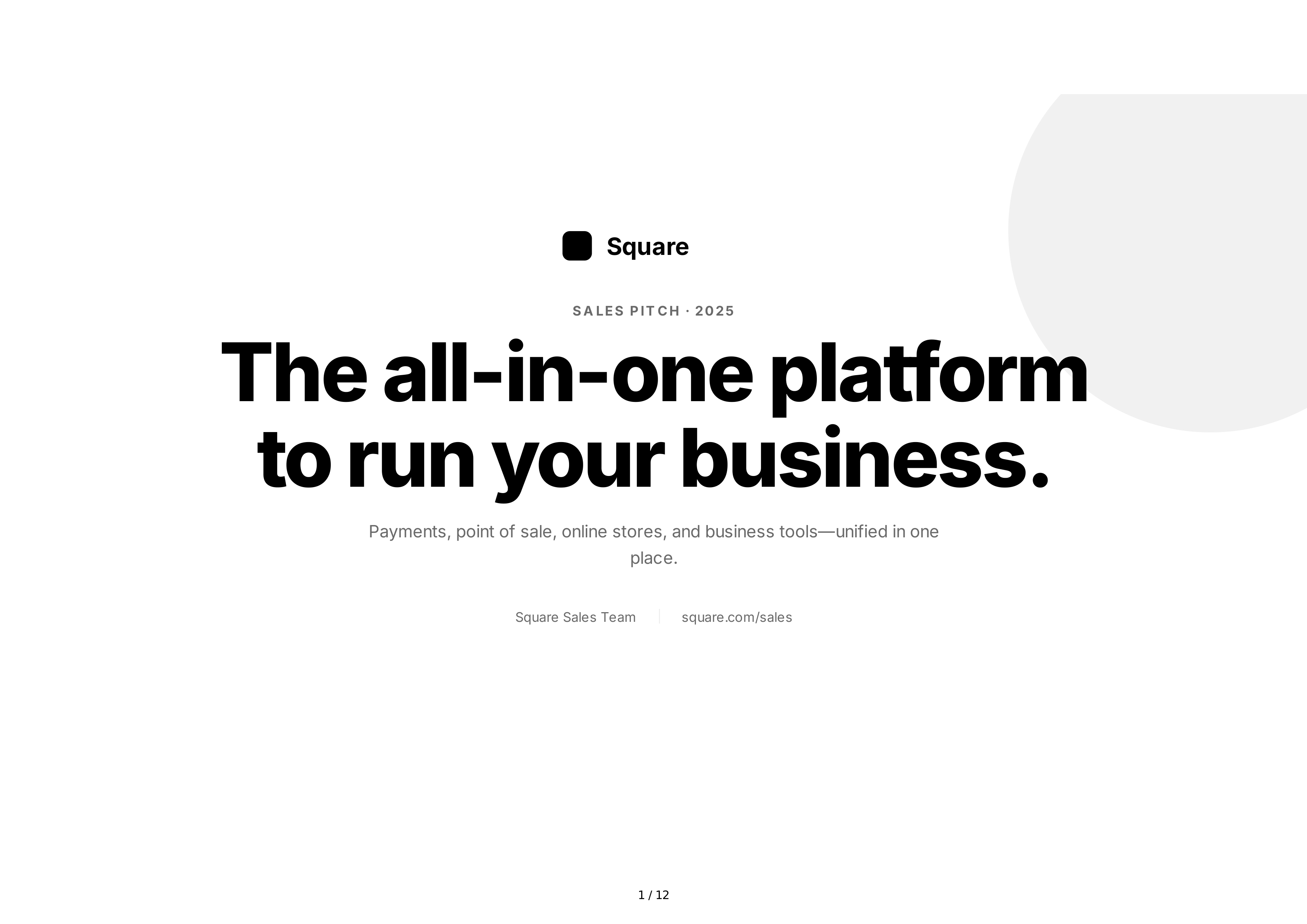 Square Sales Pitch Presentation — page 1