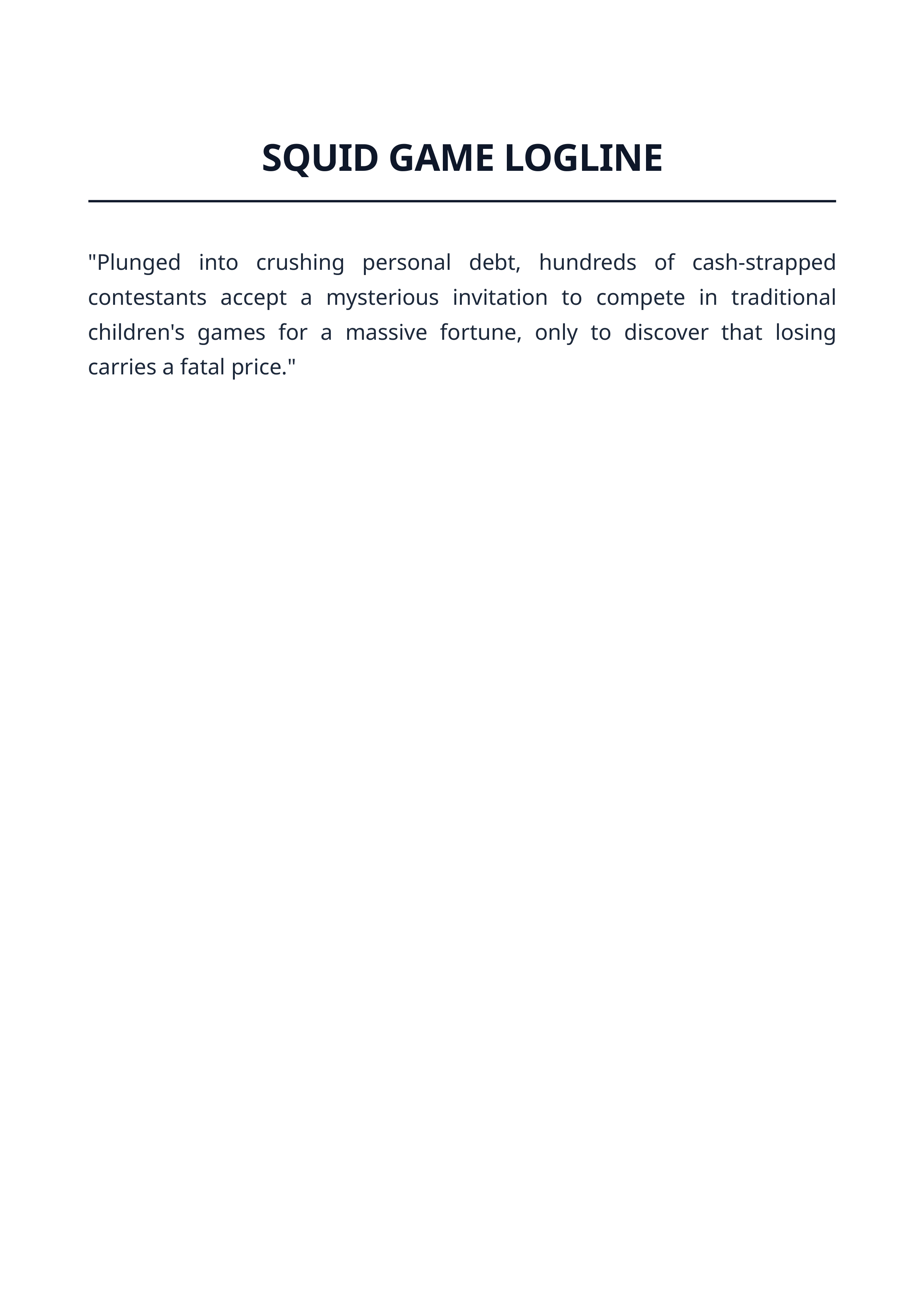 Squid Game Logline — page 1