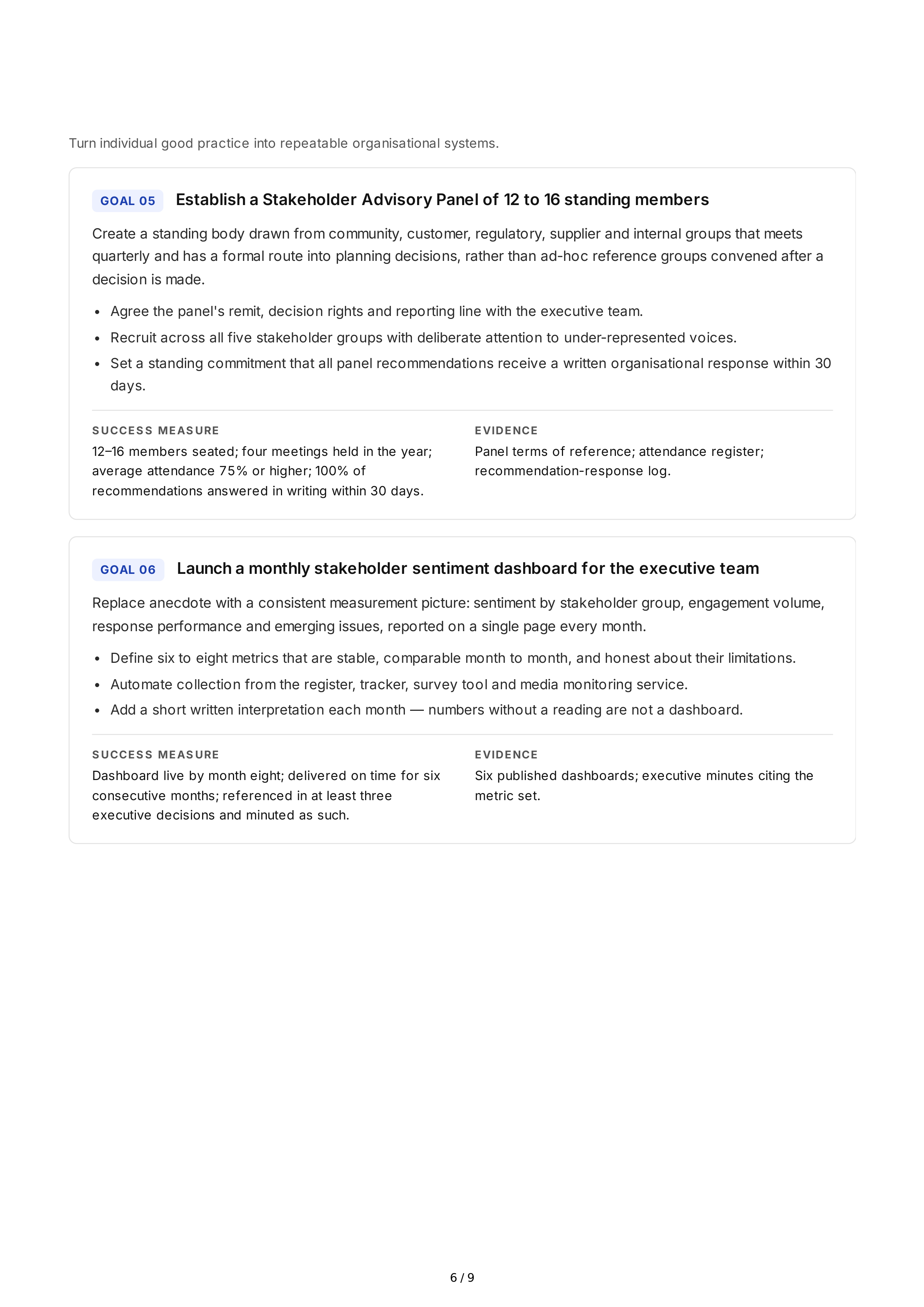 Stakeholder Engagement Professional Goals — page 6