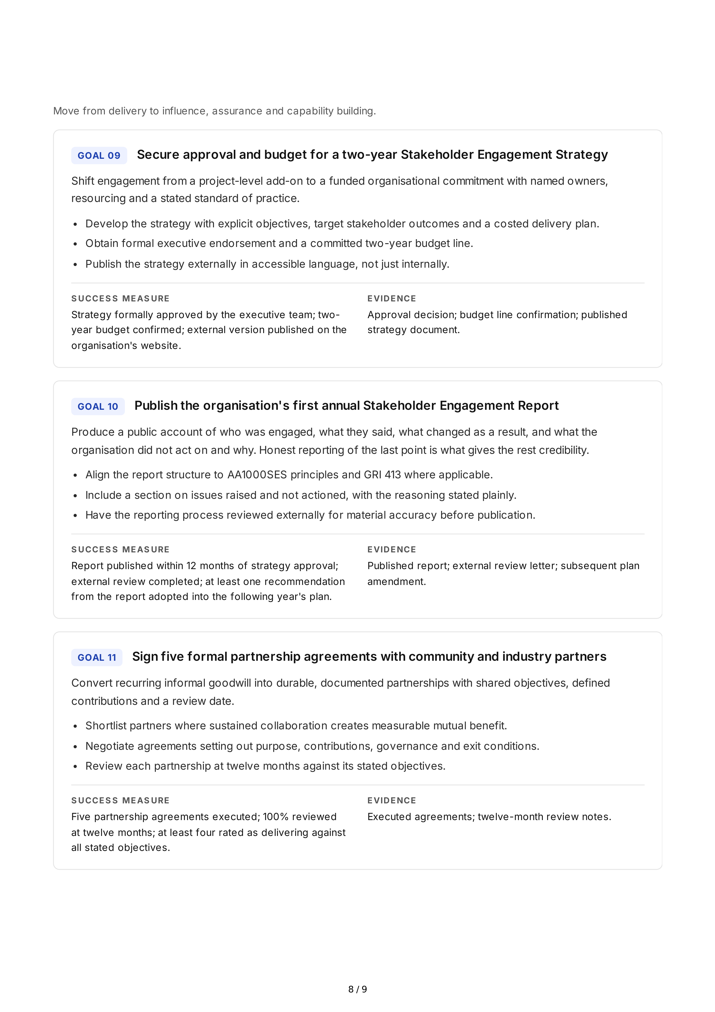 Stakeholder Engagement Professional Goals — page 8