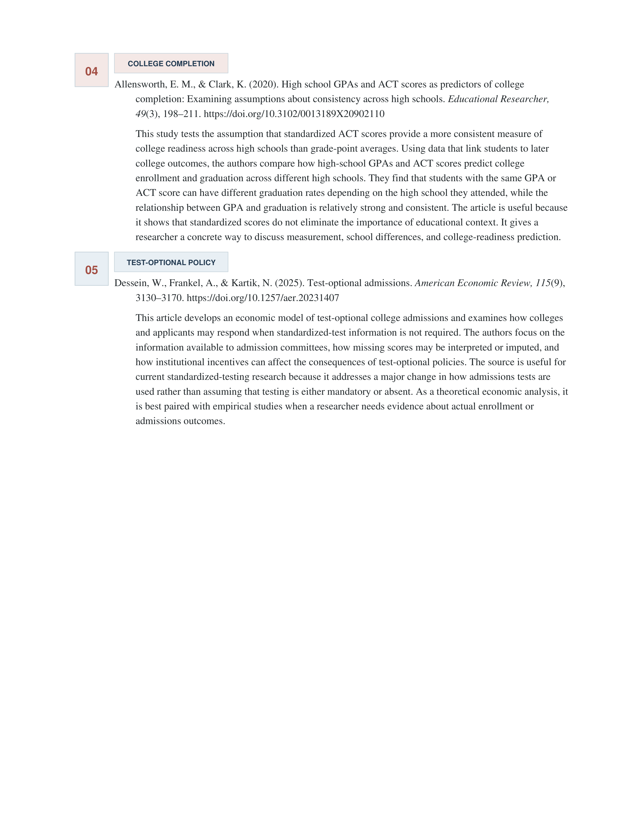 Standardized Testing Annotated Bibliography — page 2