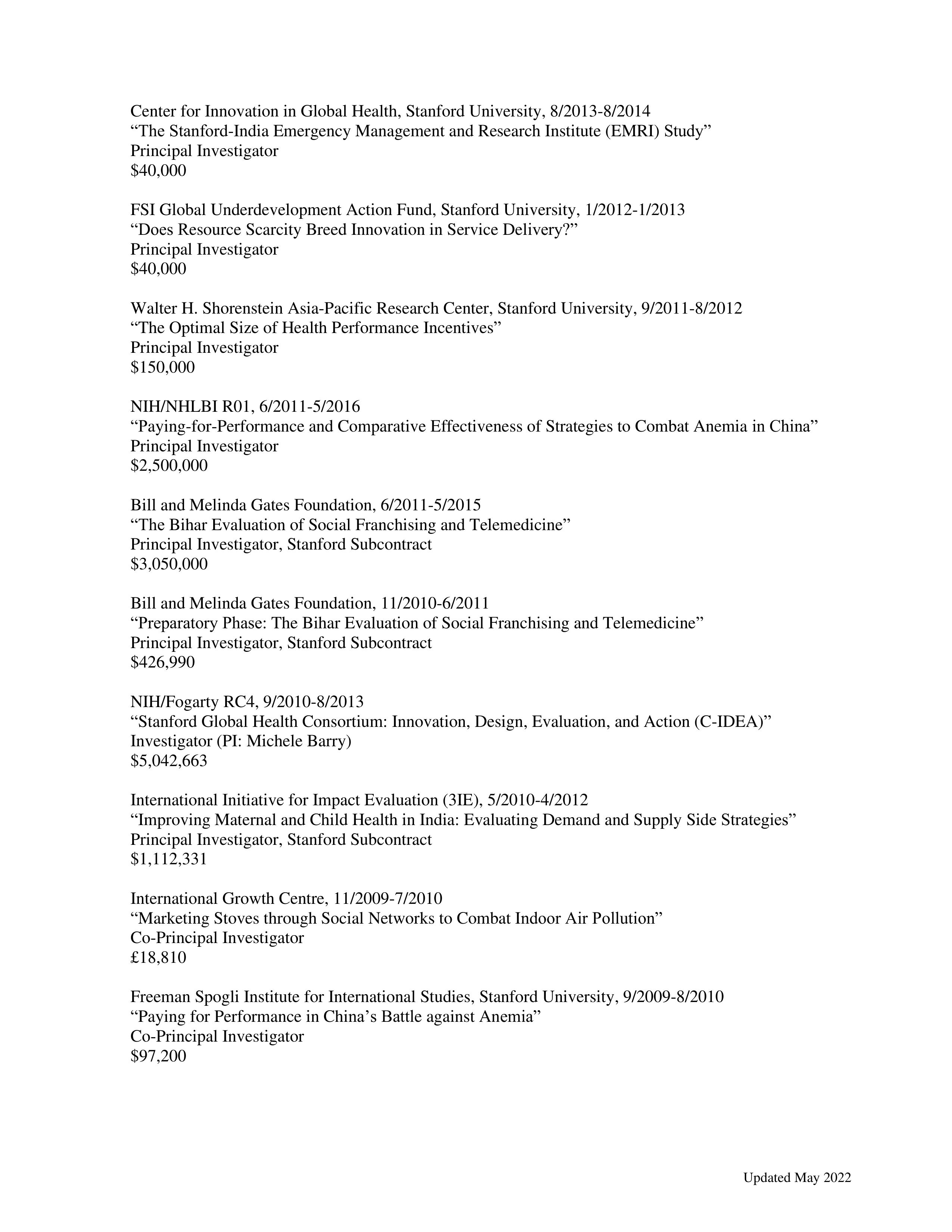Stanford University Professor Resume — page 10