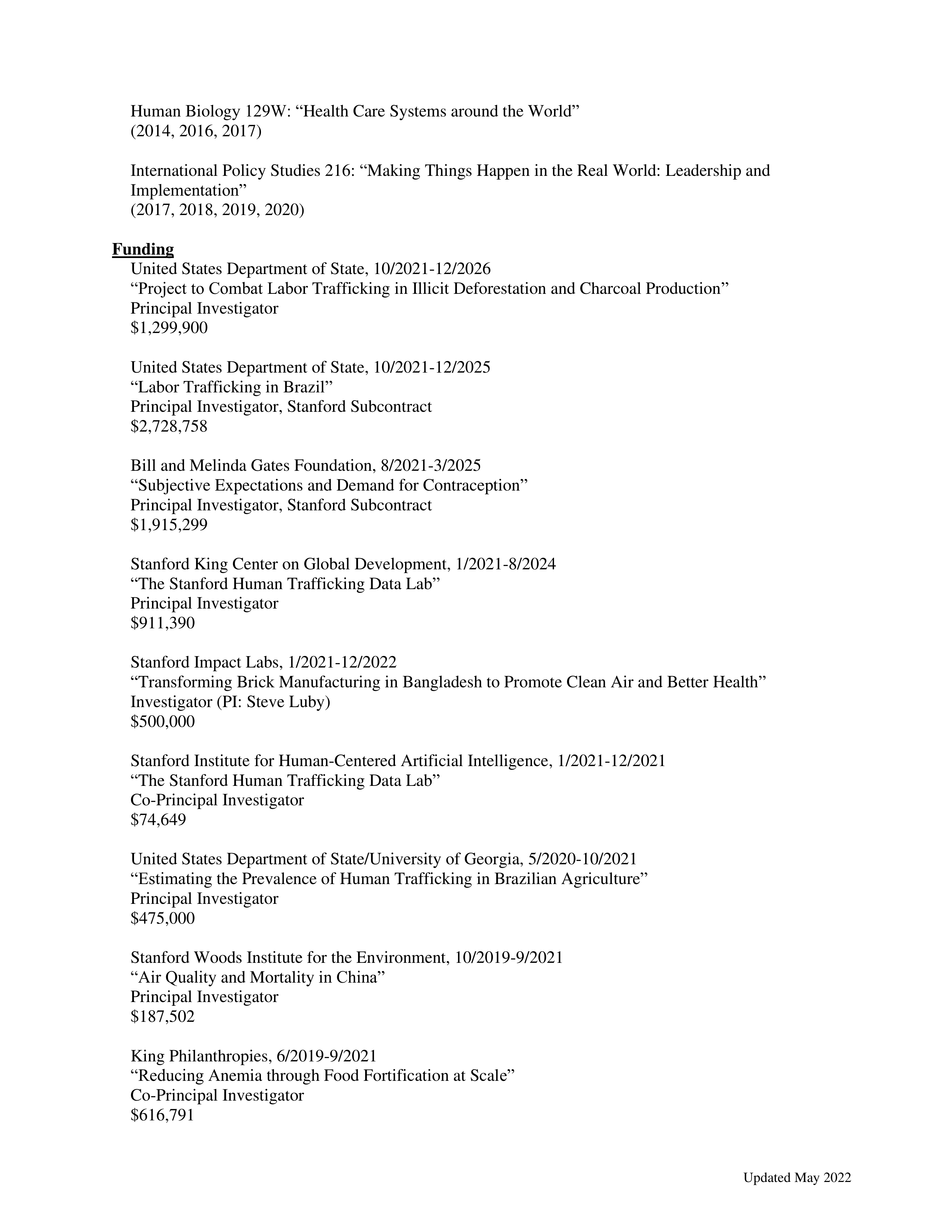 Stanford University Professor Resume — page 8