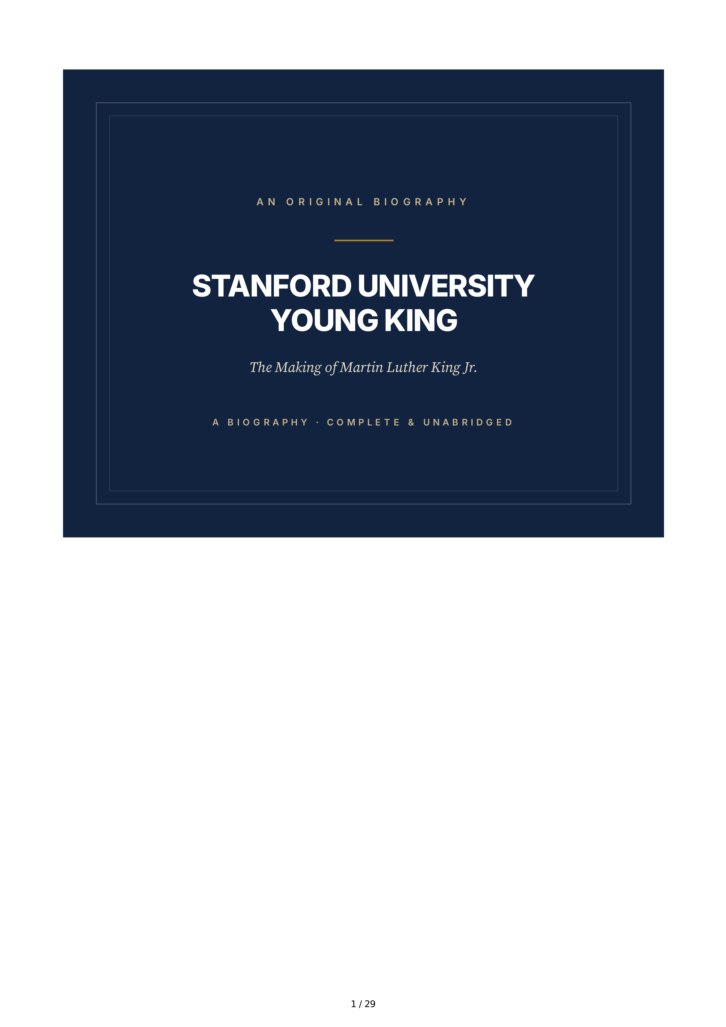 Stanford University Young King The Making of Martin Luther King Jr Biography — page 1