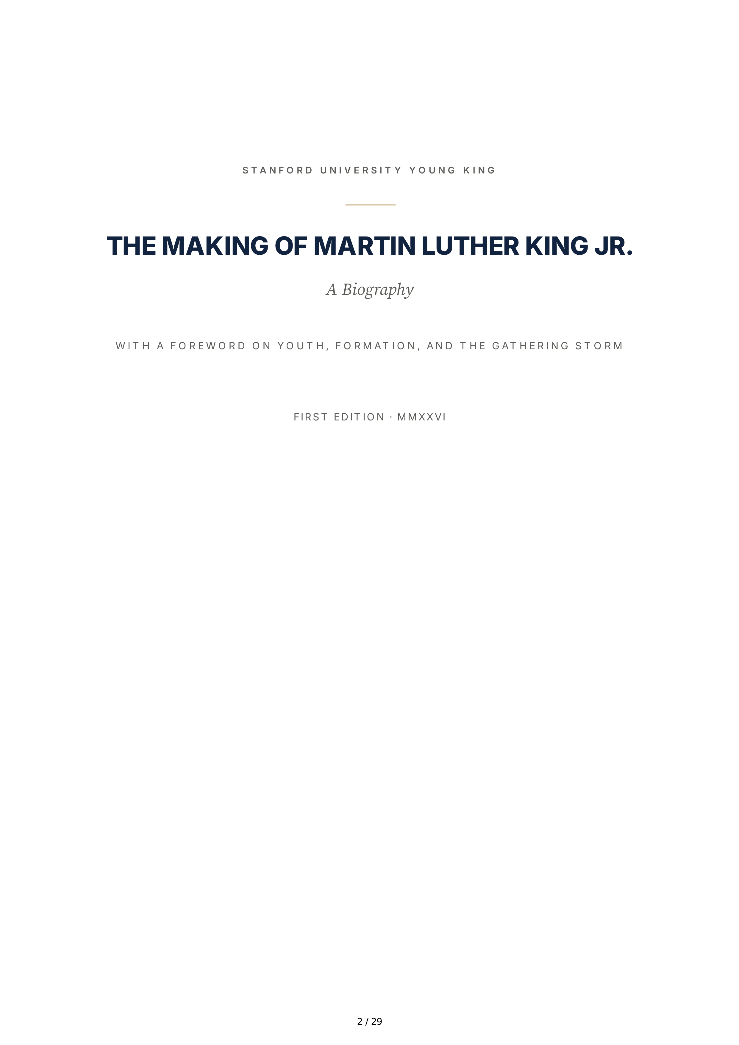 Stanford University Young King The Making of Martin Luther King Jr Biography — page 2