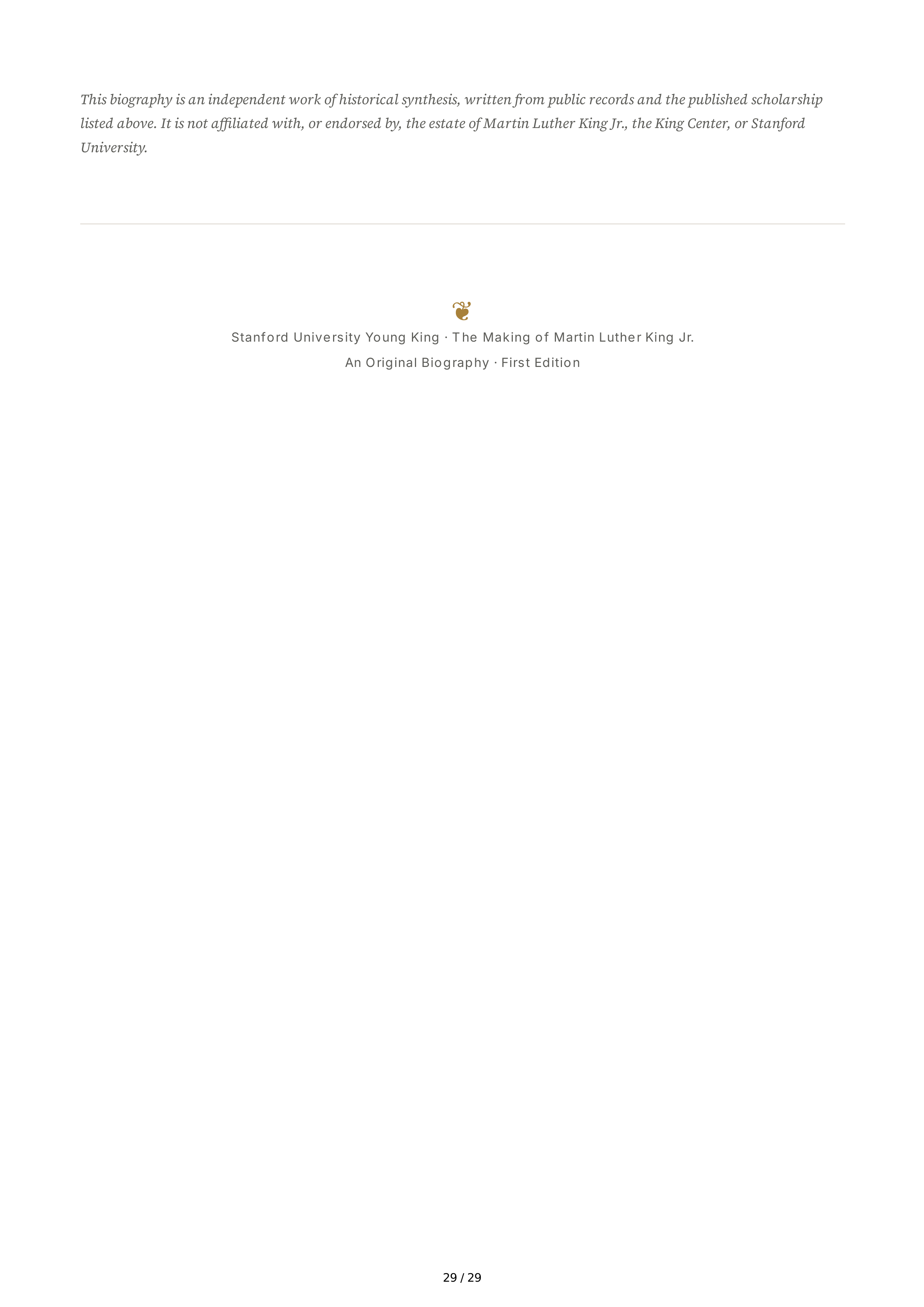 Stanford University Young King The Making of Martin Luther King Jr Biography — page 29