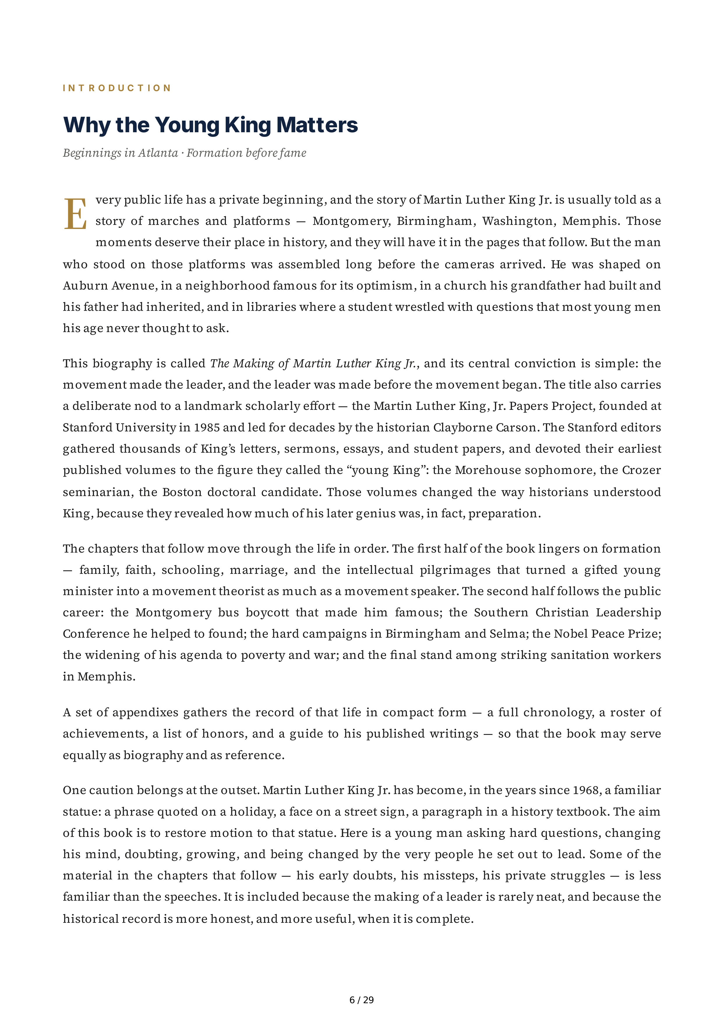 Stanford University Young King The Making of Martin Luther King Jr Biography — page 6