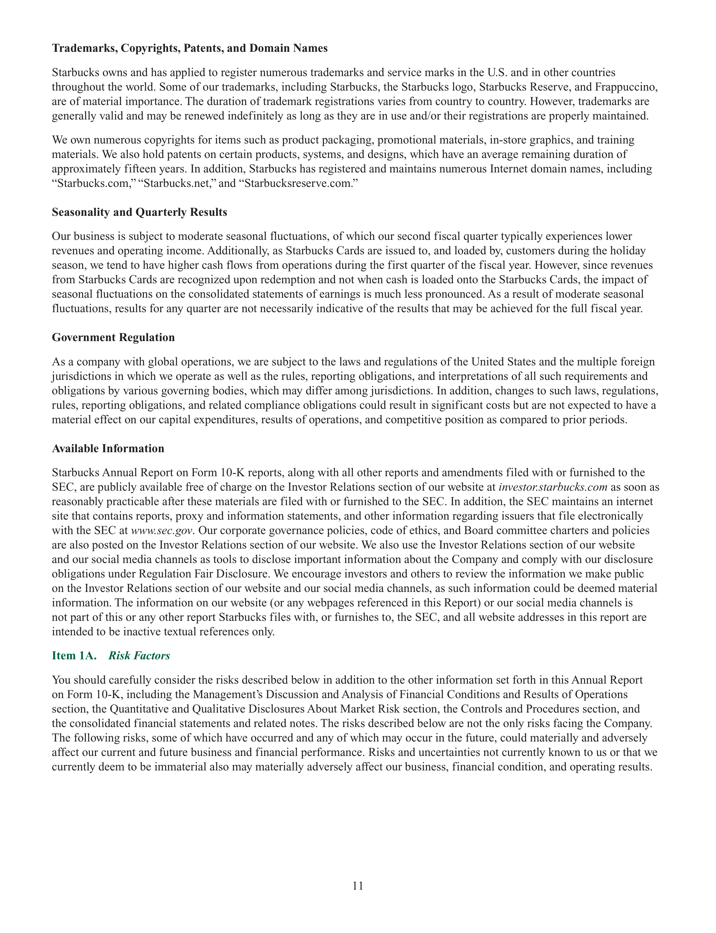 Starbucks Annual Report — page 14