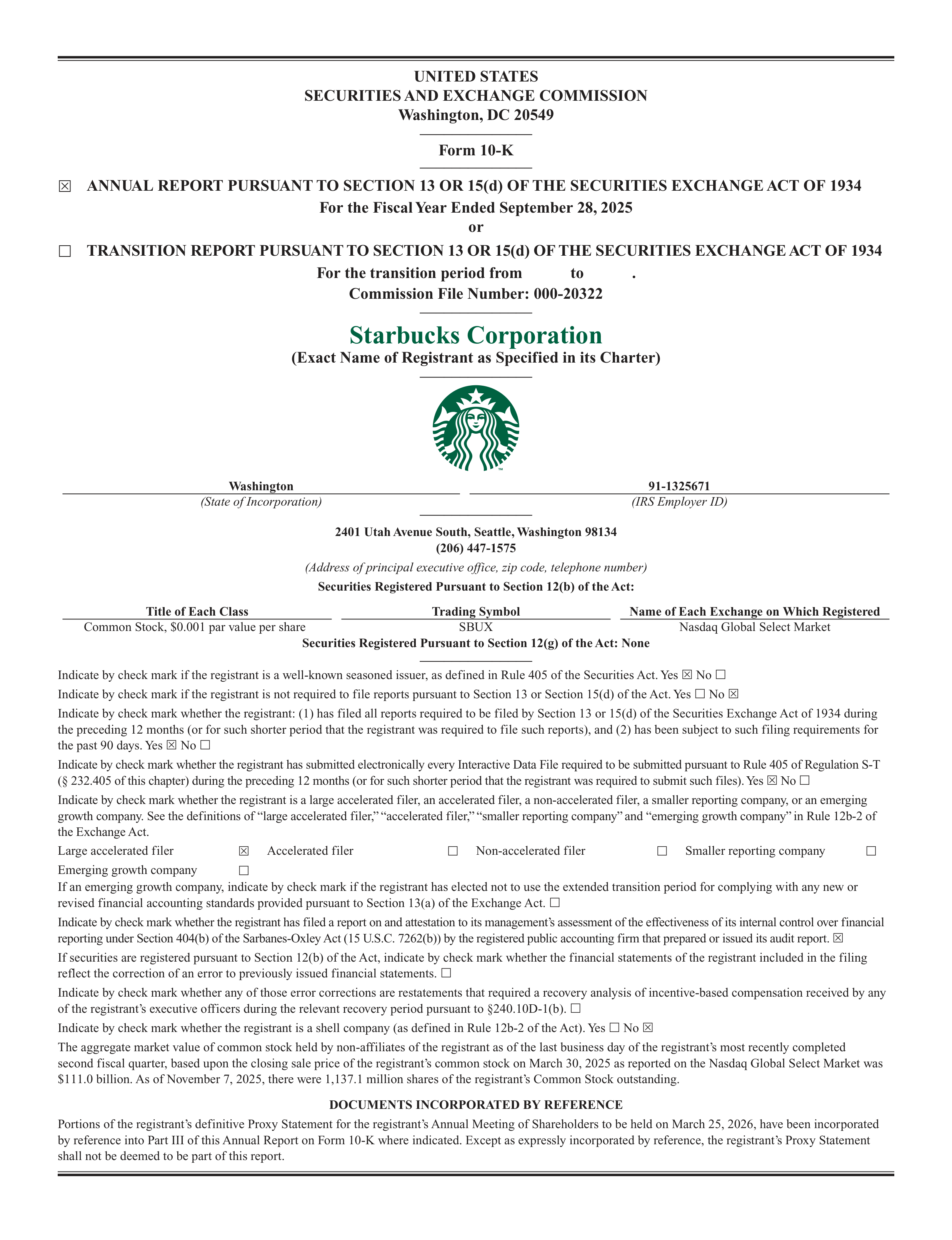 Starbucks Annual Report — page 2