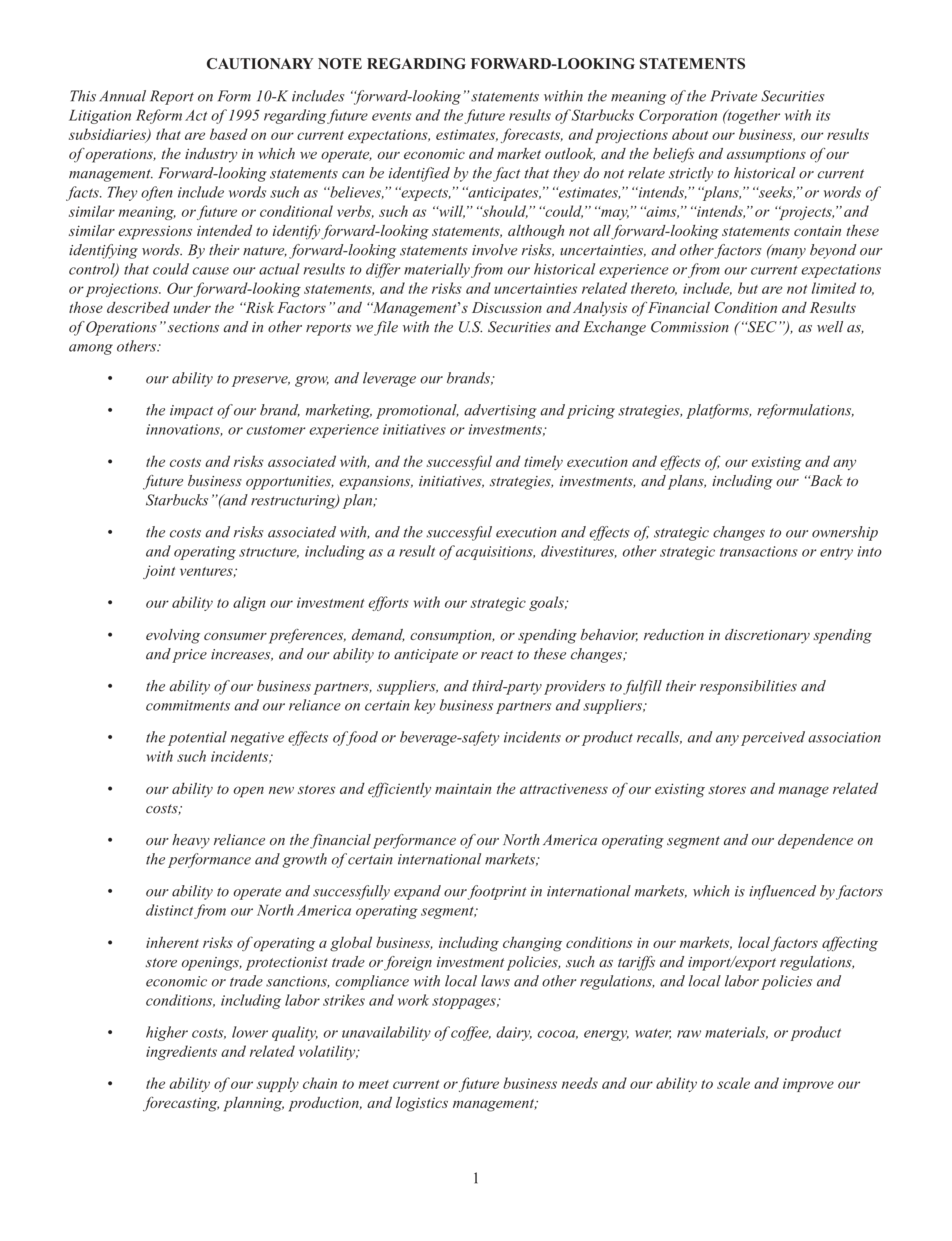 Starbucks Annual Report — page 4