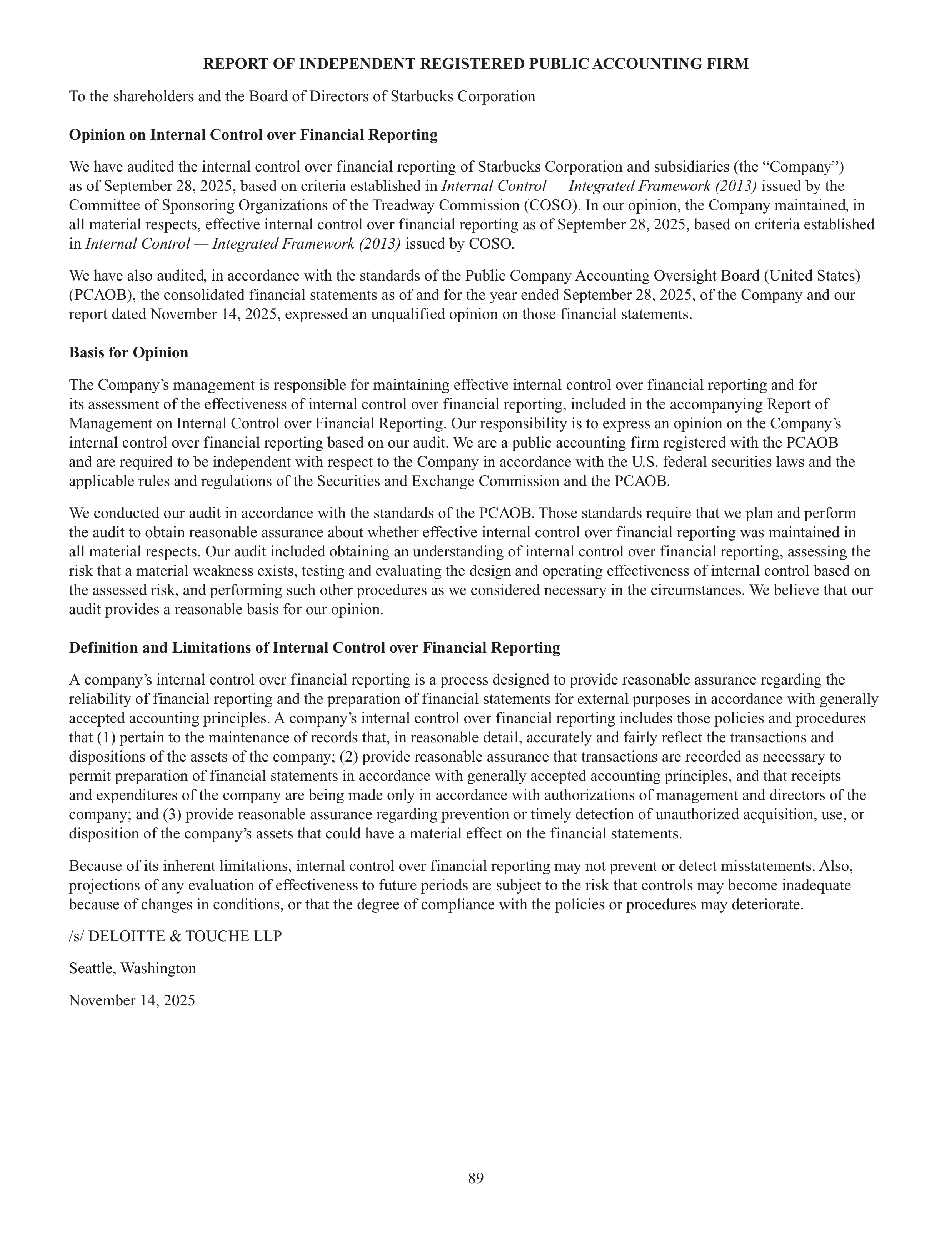 Starbucks Annual Report — page 92