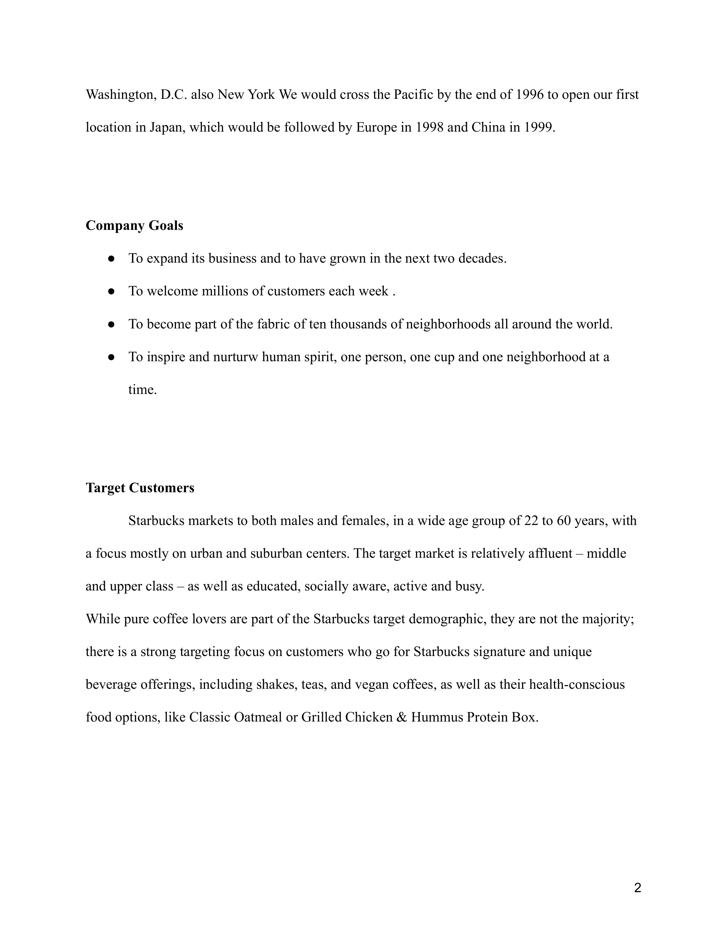 Starbucks Business Plan — page 3