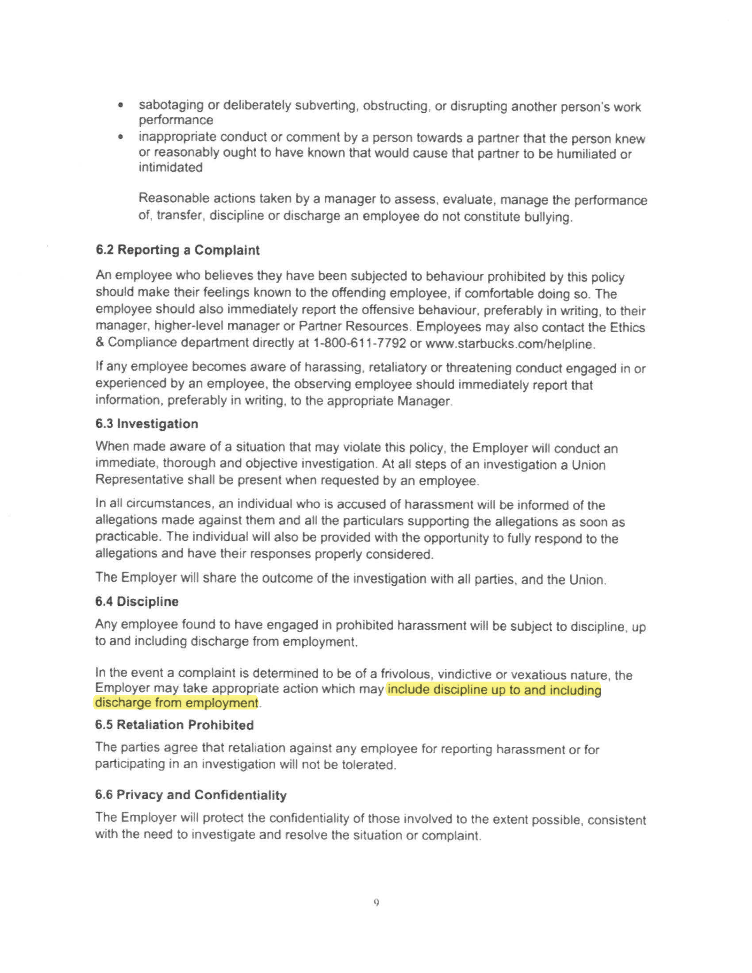 Starbucks Collective Bargaining Agreement — page 10