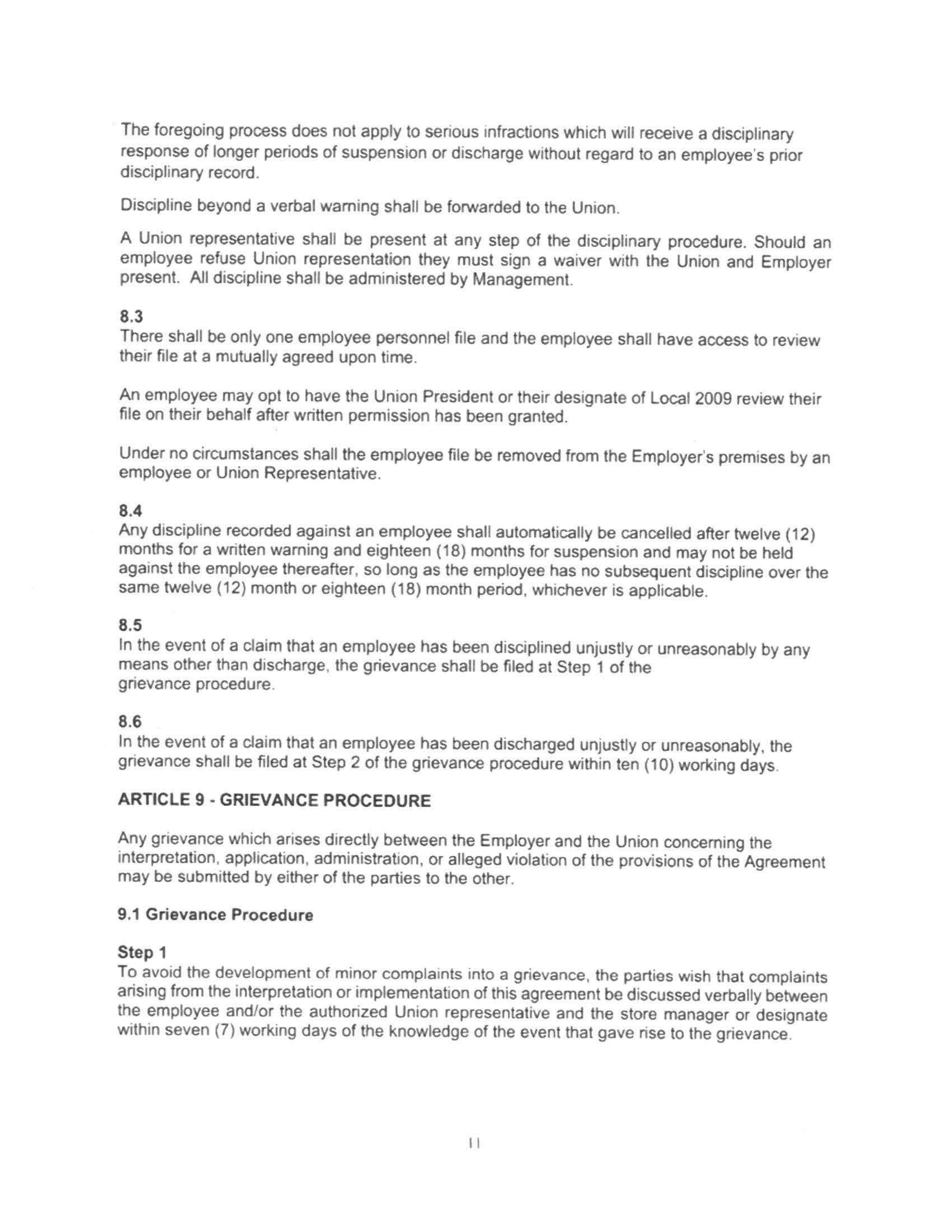 Starbucks Collective Bargaining Agreement — page 12