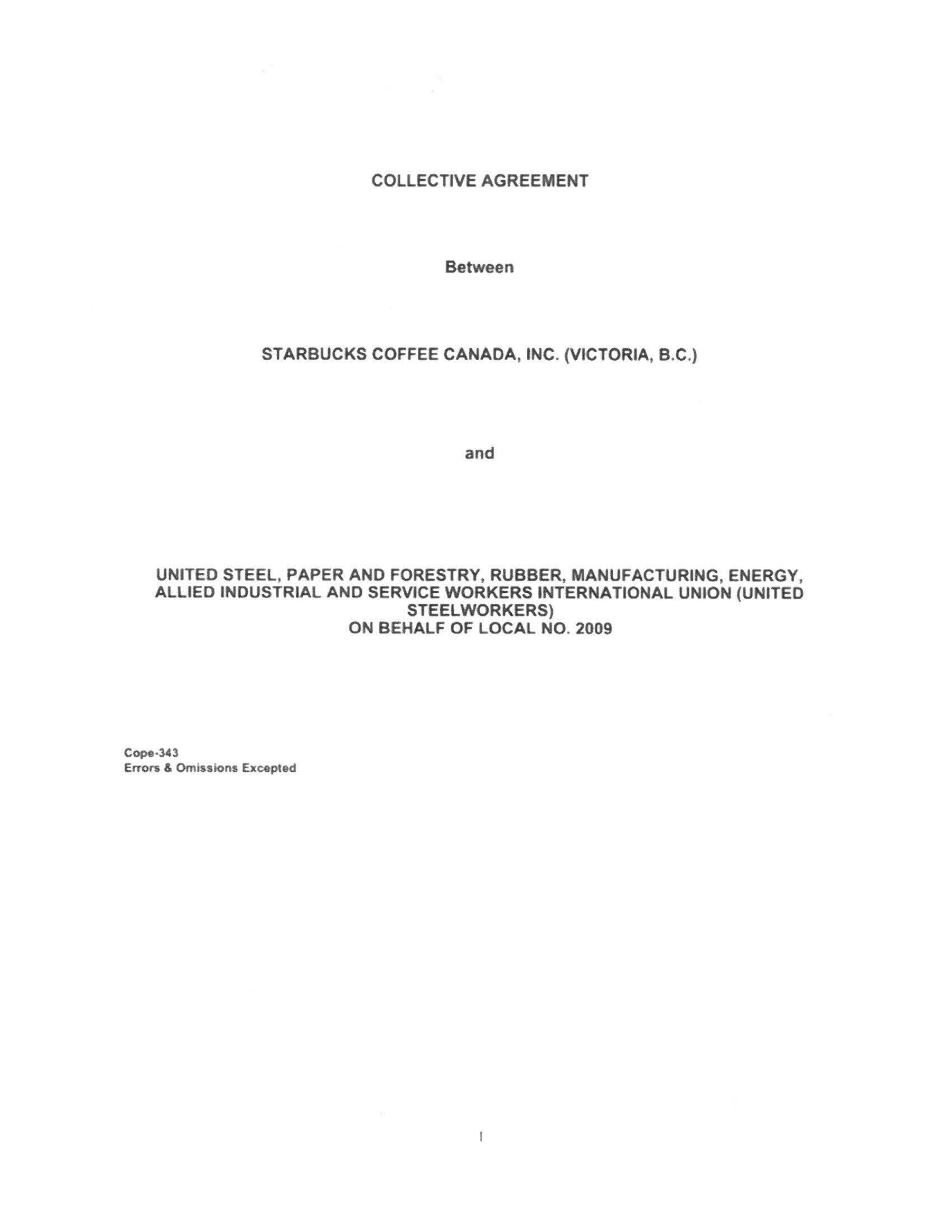 Starbucks Collective Bargaining Agreement — page 2
