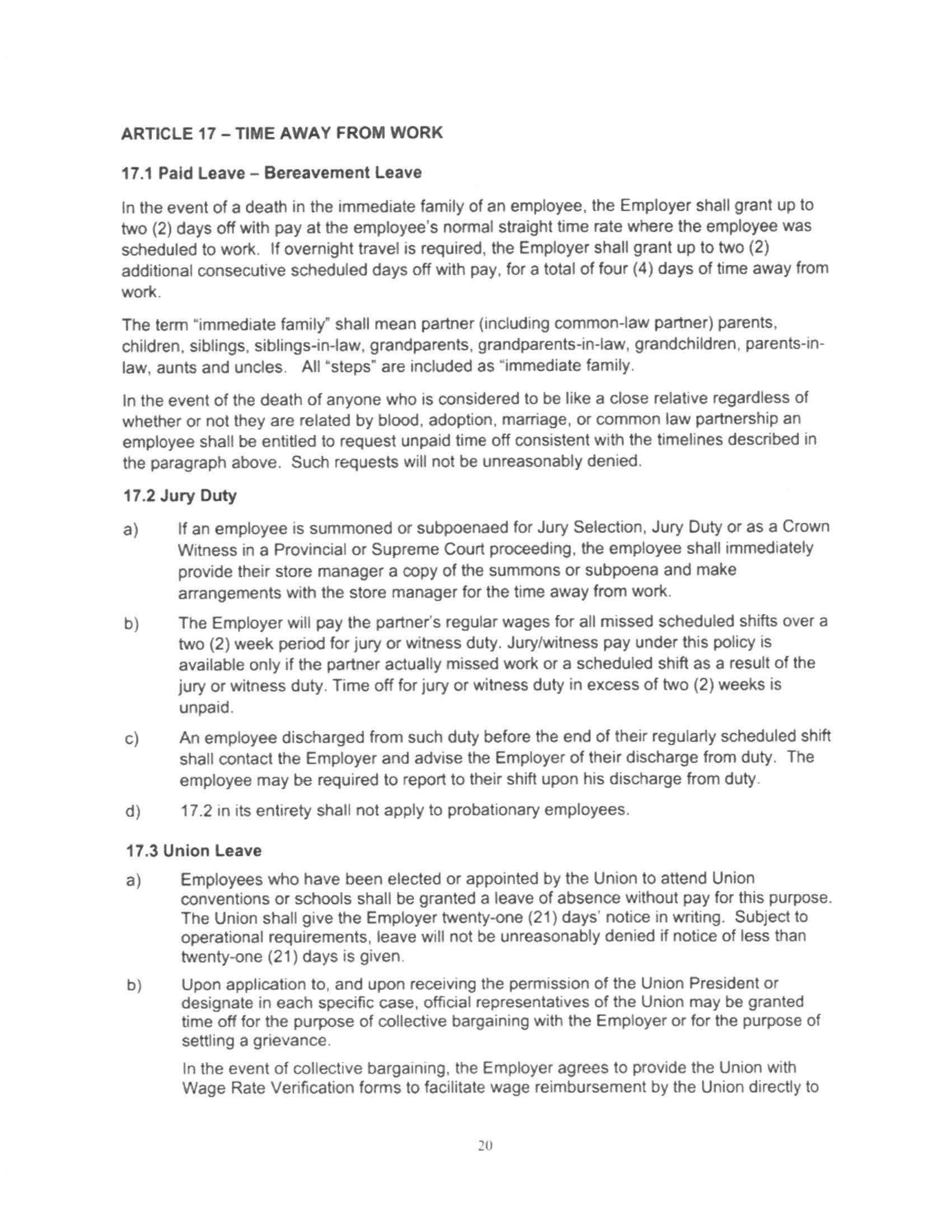 Starbucks Collective Bargaining Agreement — page 21
