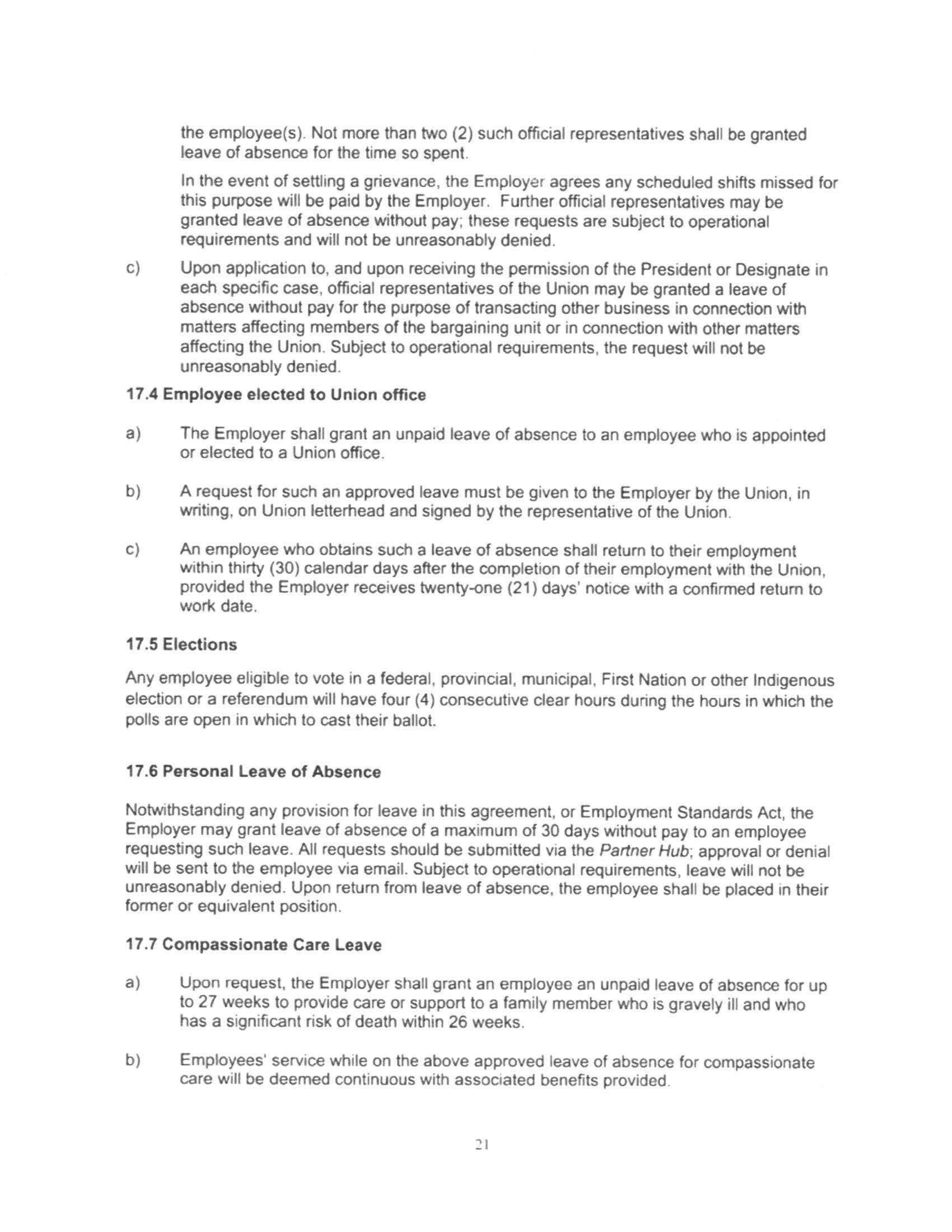 Starbucks Collective Bargaining Agreement — page 22