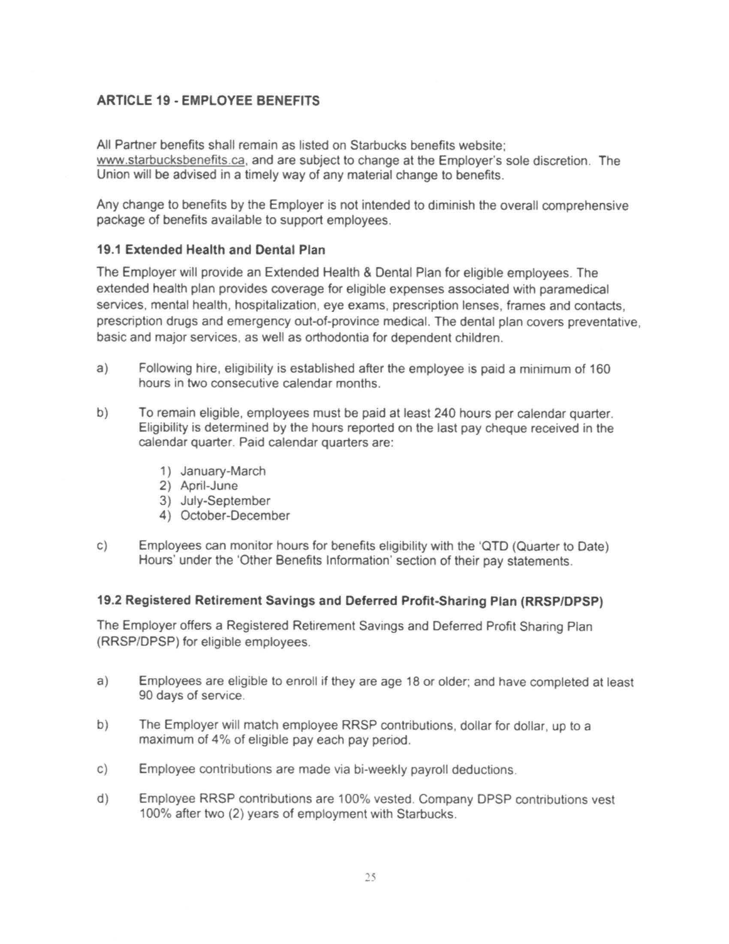 Starbucks Collective Bargaining Agreement — page 26