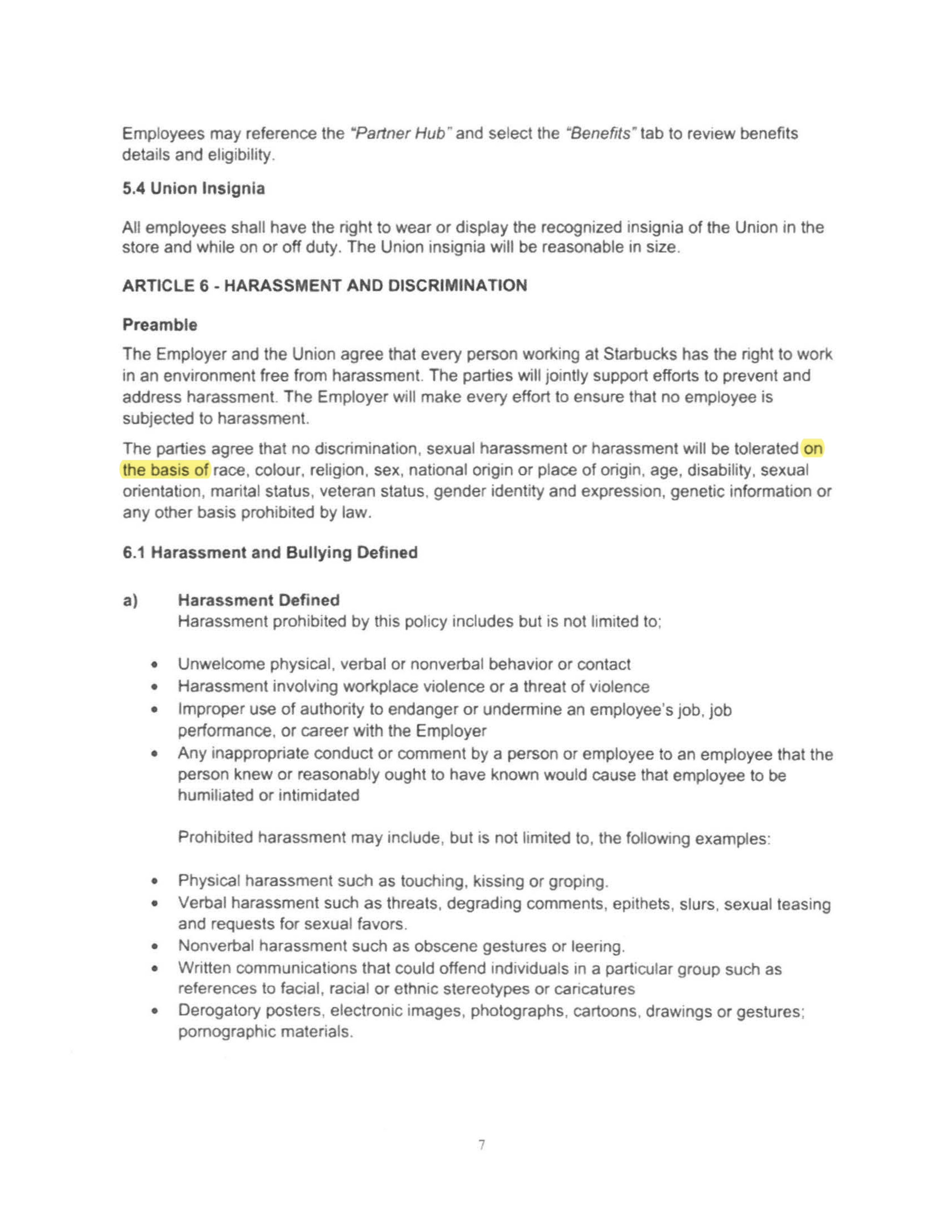 Starbucks Collective Bargaining Agreement — page 8