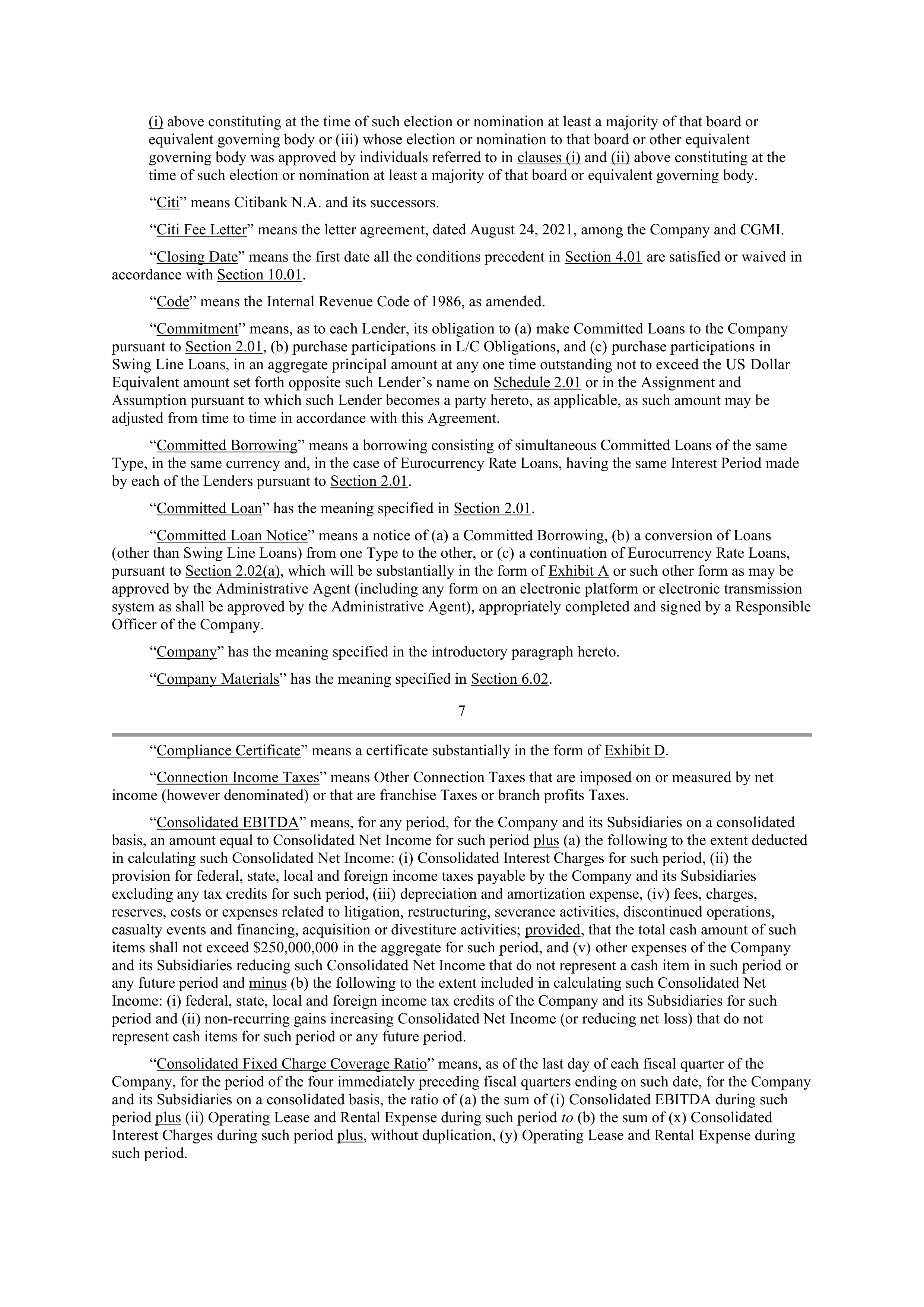 Starbucks Credit Agreement — page 10
