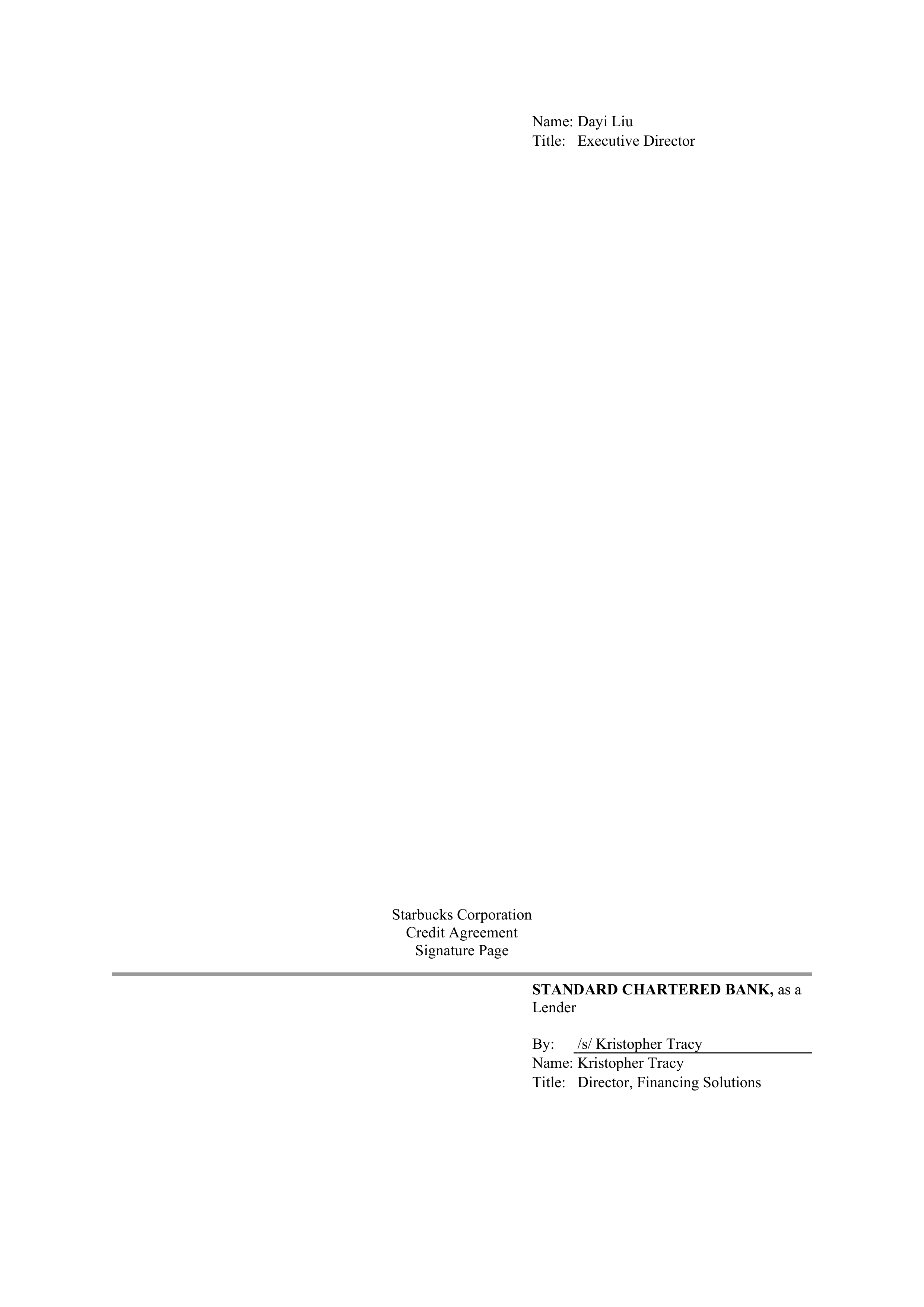 Starbucks Credit Agreement — page 100