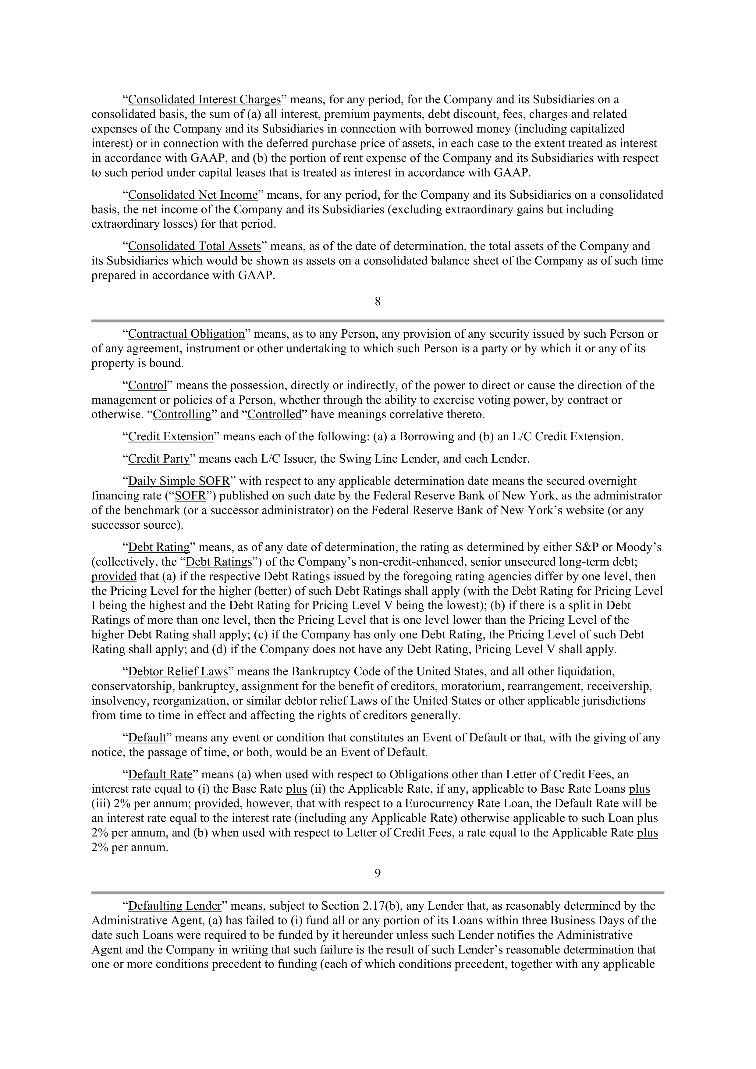 Starbucks Credit Agreement — page 11