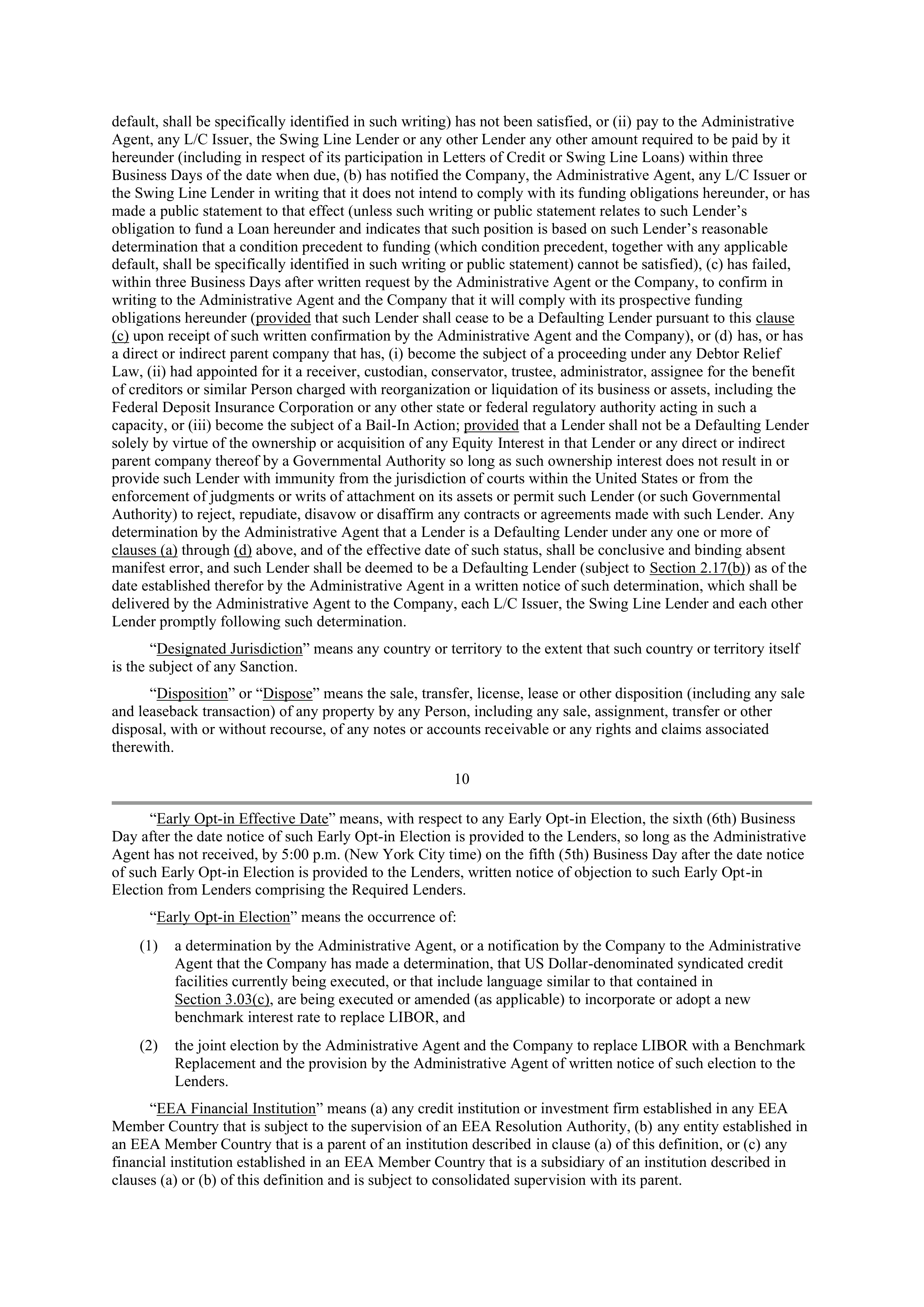 Starbucks Credit Agreement — page 12