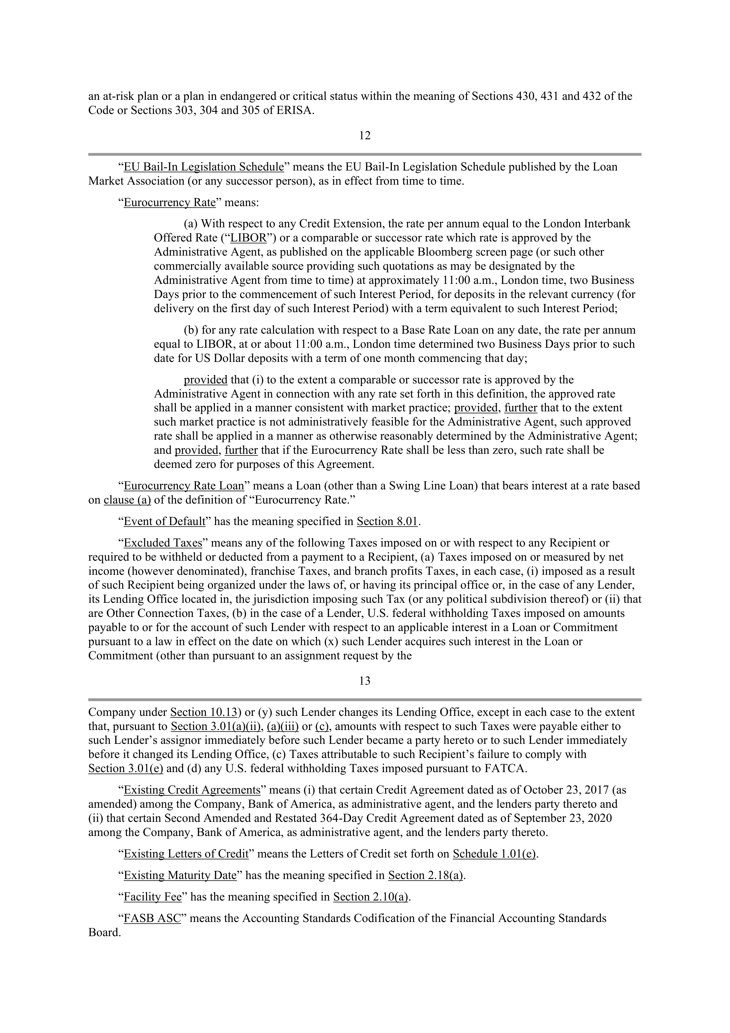 Starbucks Credit Agreement — page 14