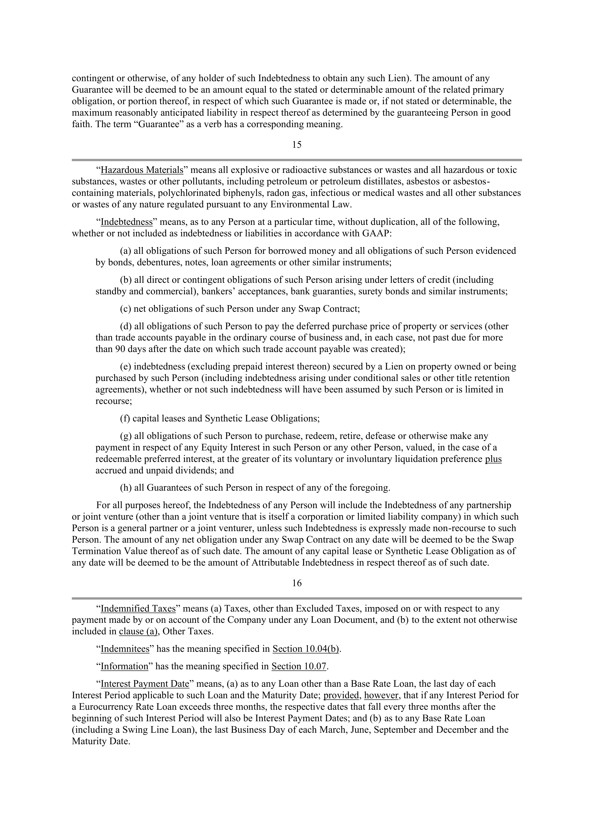 Starbucks Credit Agreement — page 16
