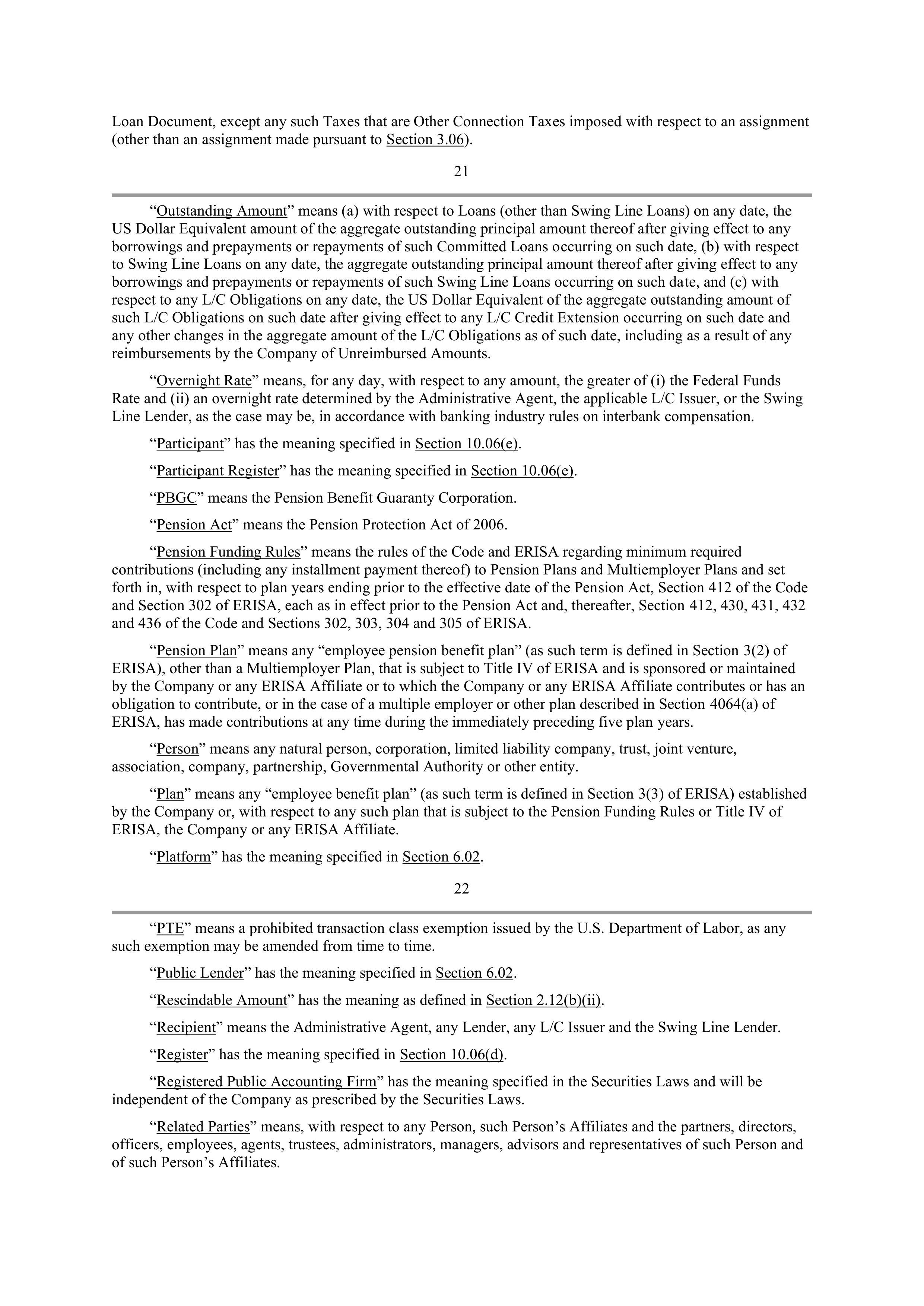 Starbucks Credit Agreement — page 20