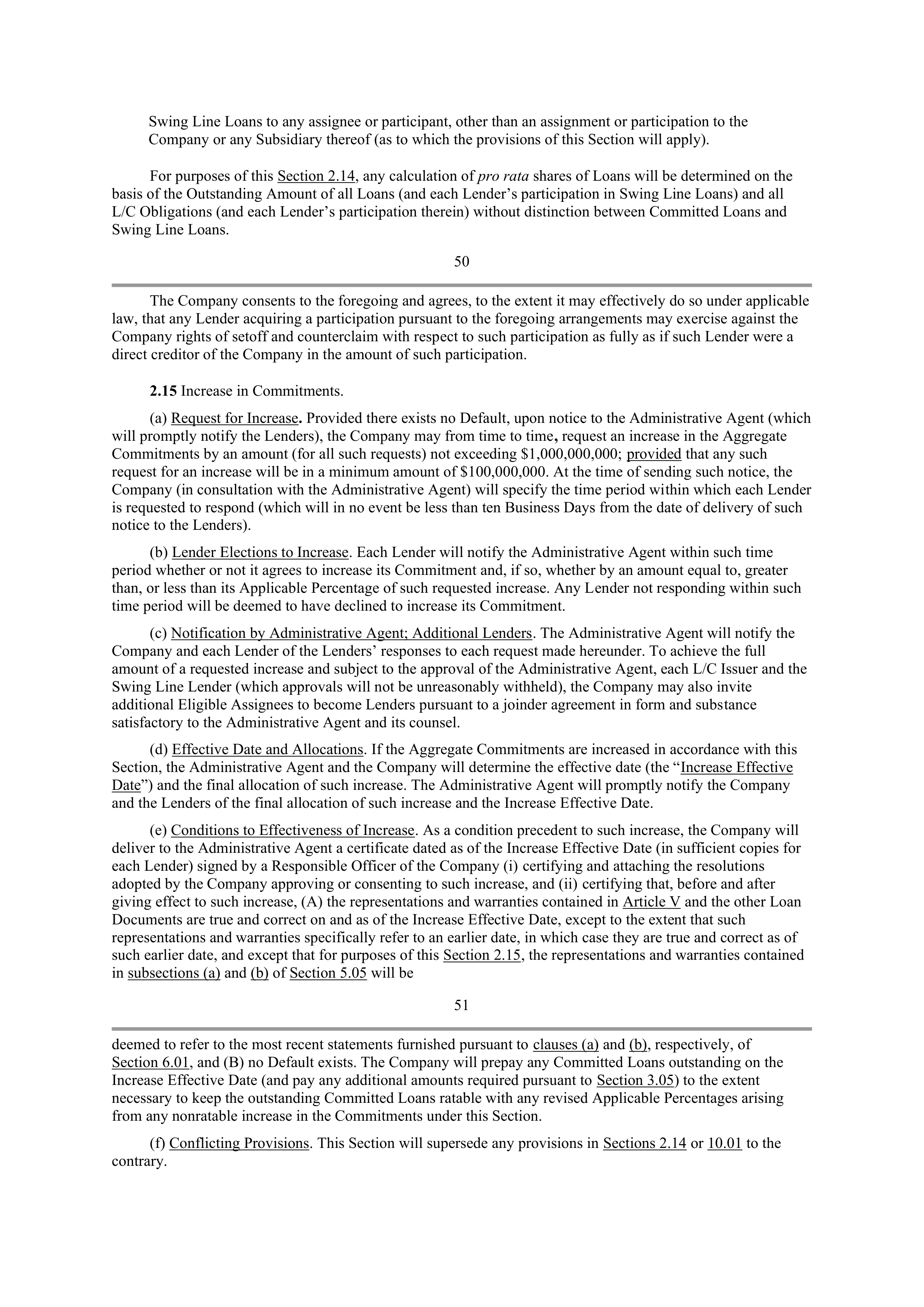 Starbucks Credit Agreement — page 40