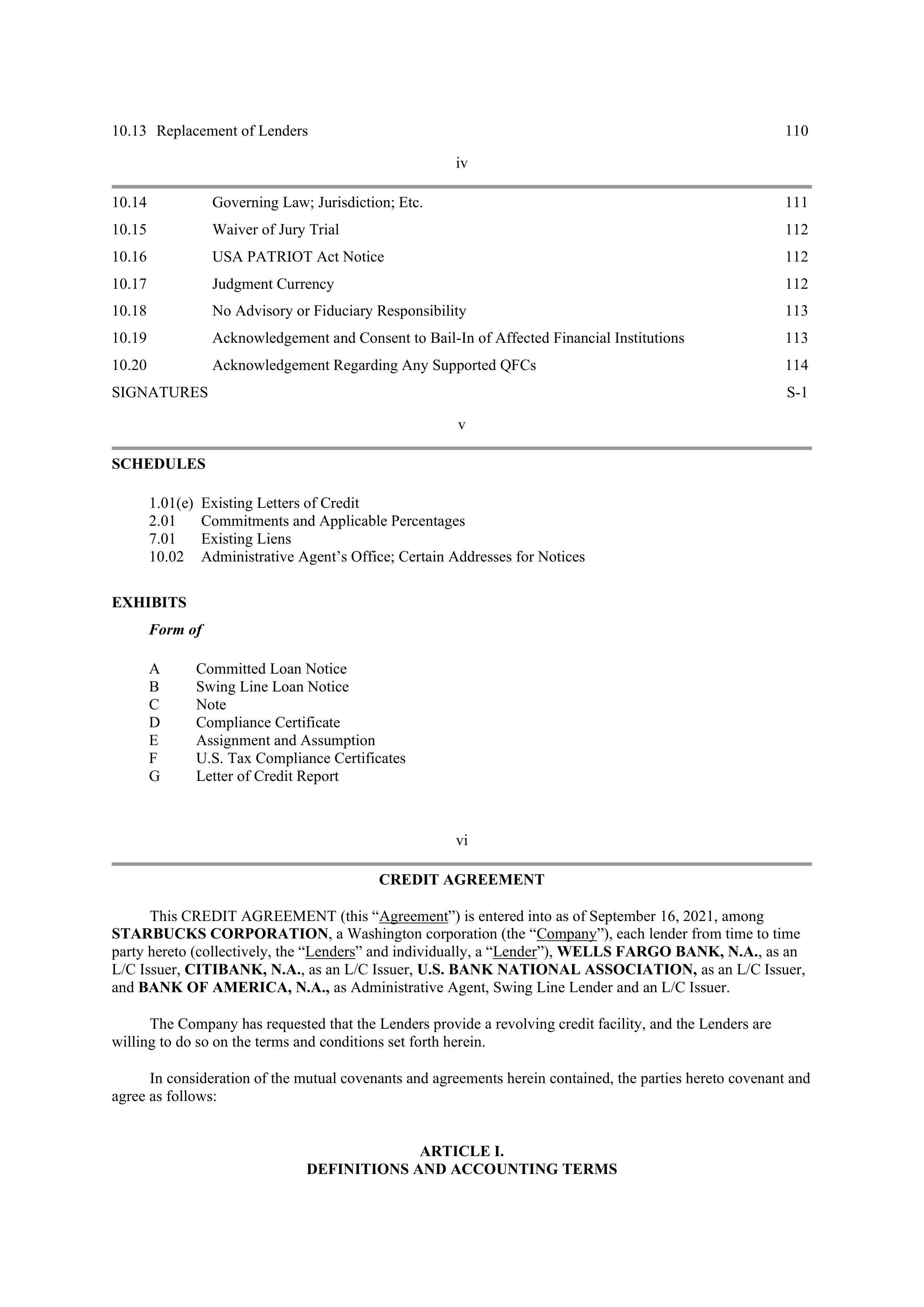 Starbucks Credit Agreement — page 5