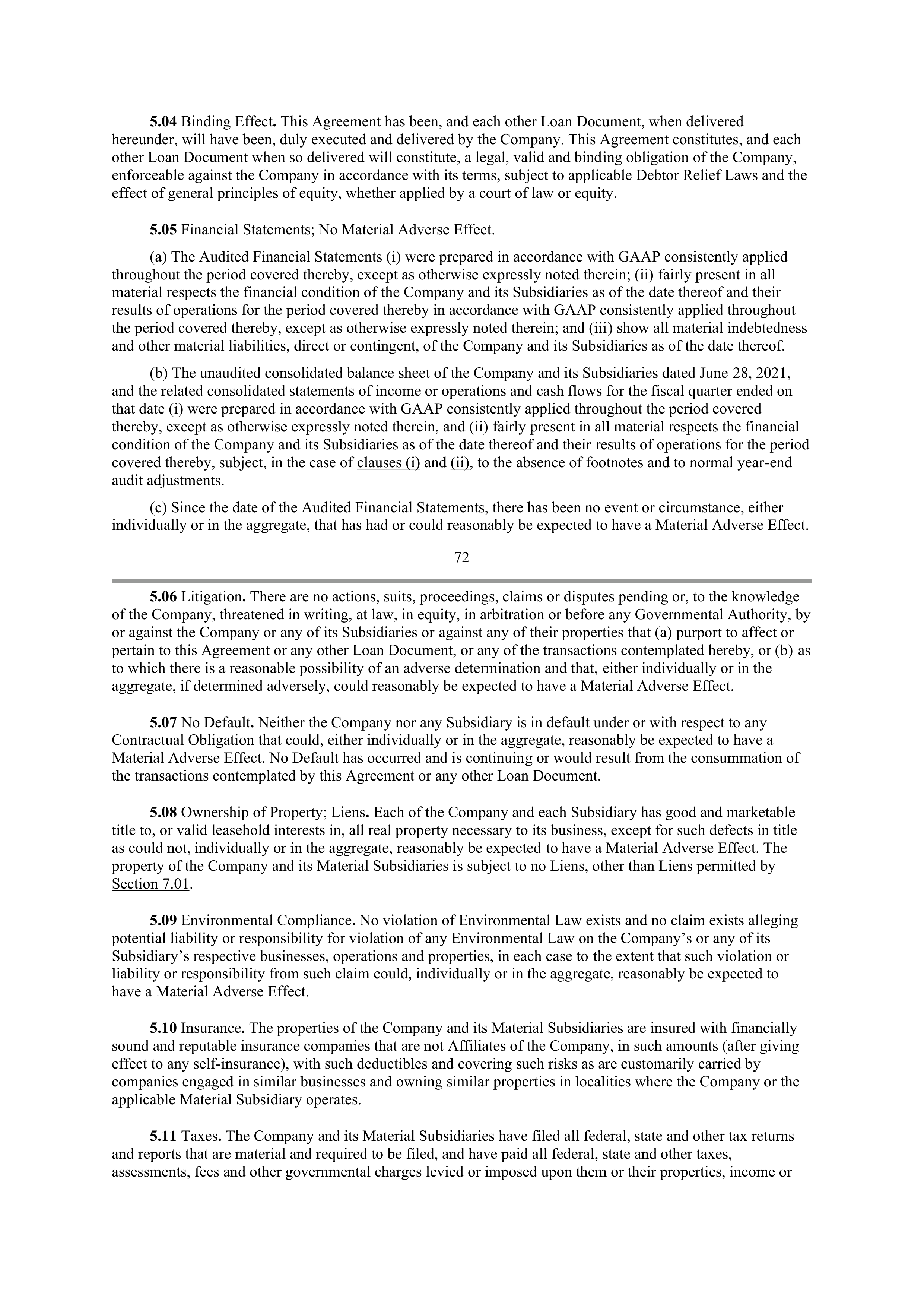 Starbucks Credit Agreement — page 55