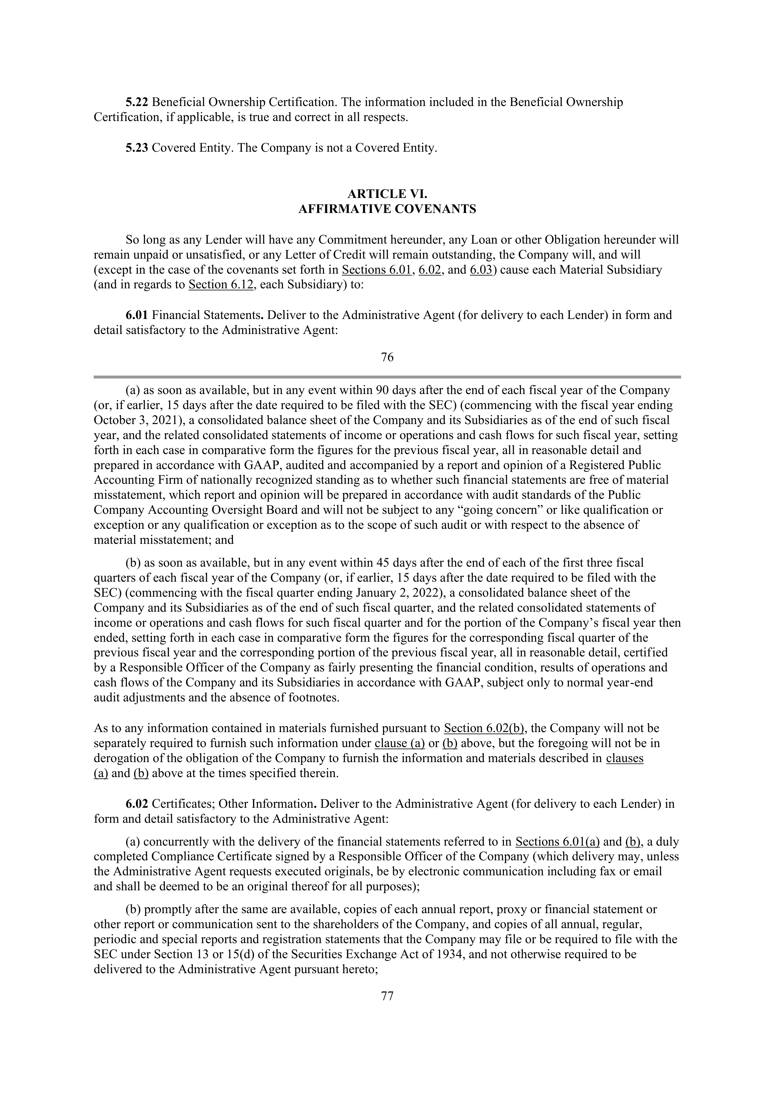 Starbucks Credit Agreement — page 58