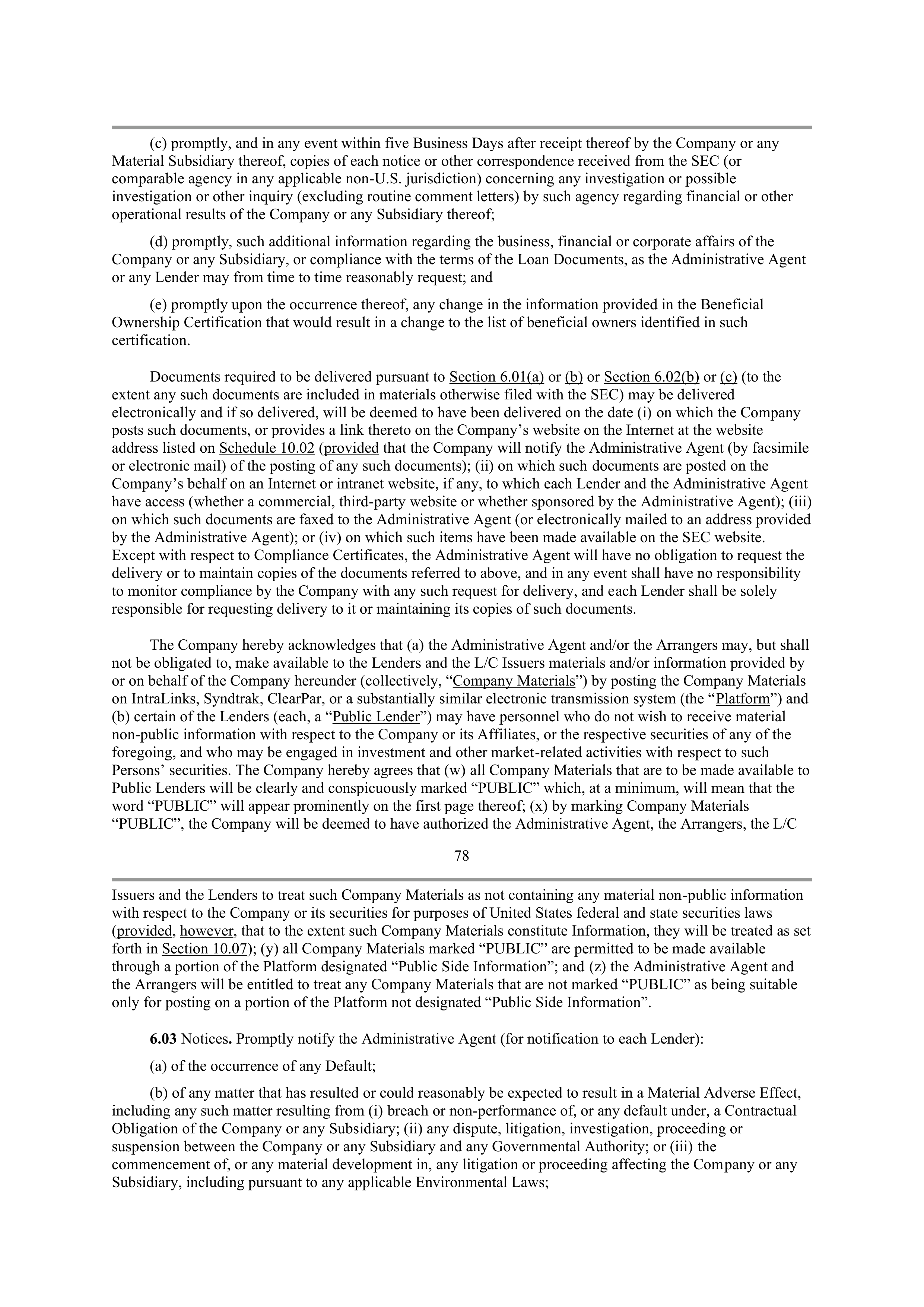 Starbucks Credit Agreement — page 59