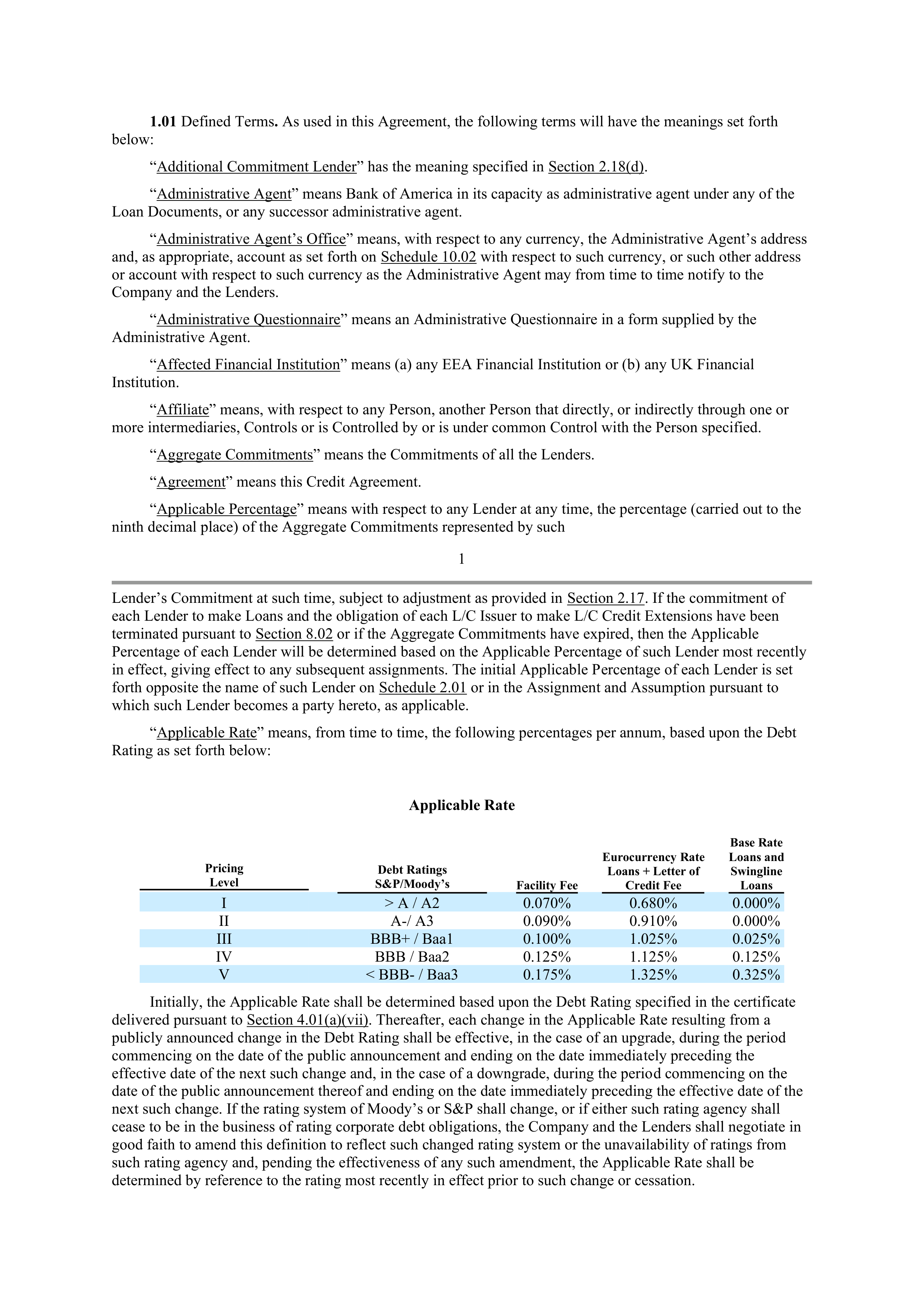Starbucks Credit Agreement — page 6