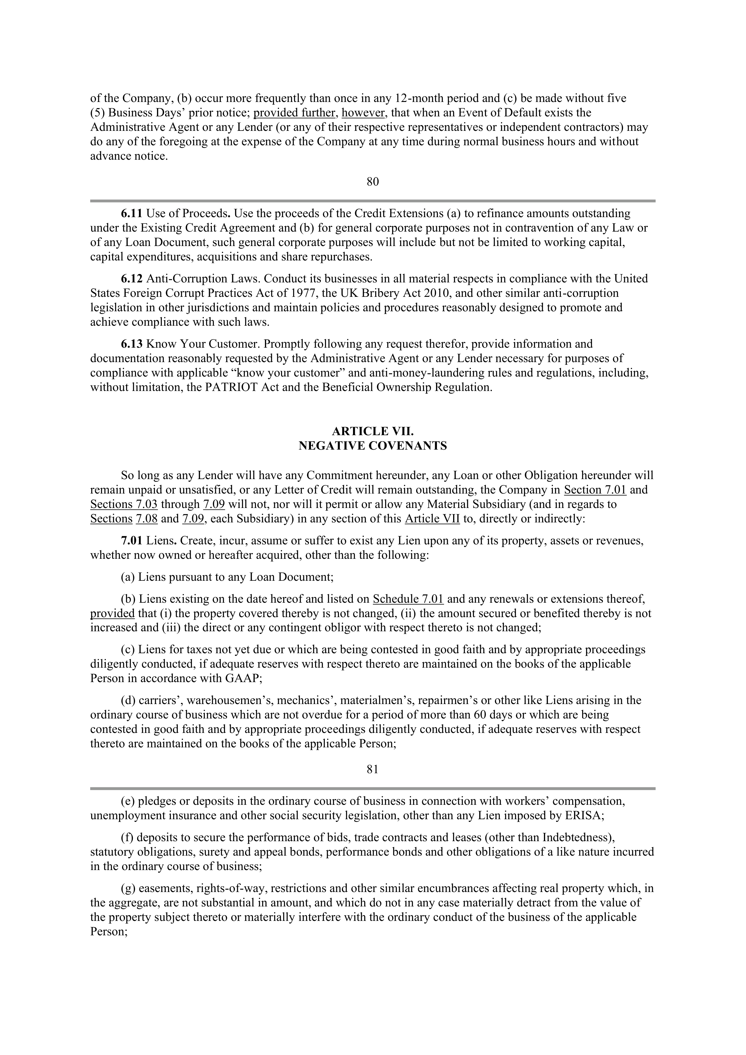 Starbucks Credit Agreement — page 61