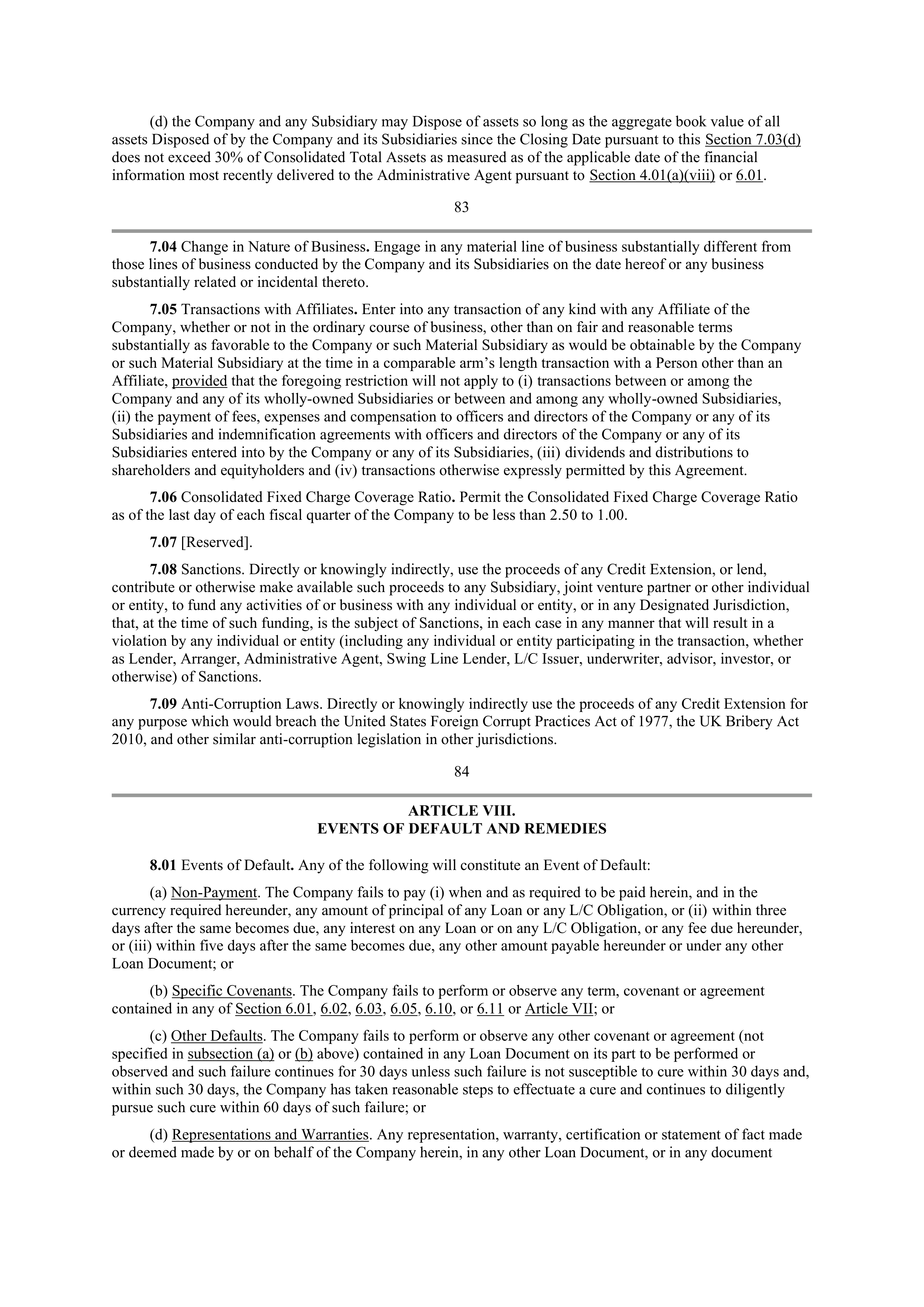 Starbucks Credit Agreement — page 63