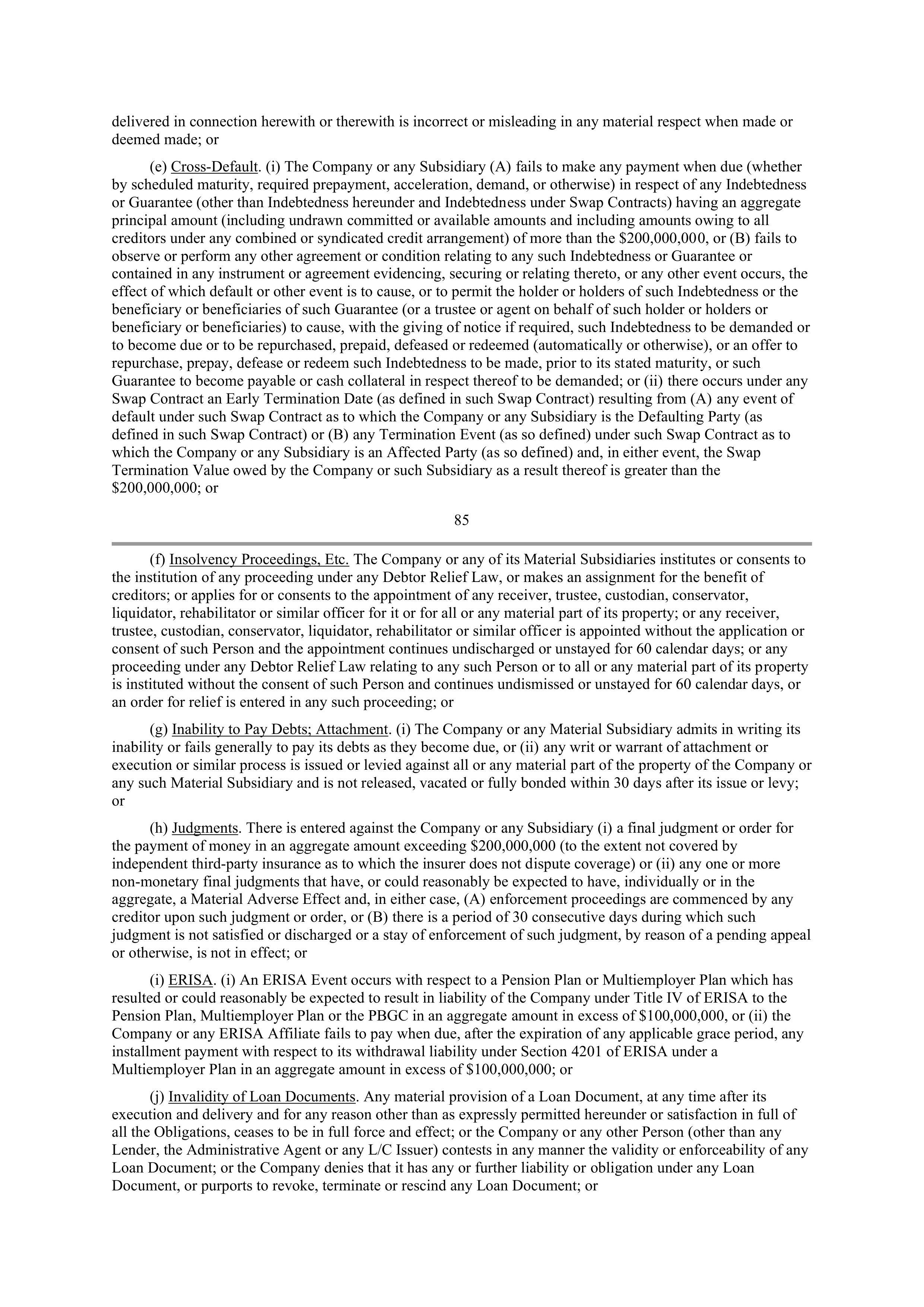 Starbucks Credit Agreement — page 64