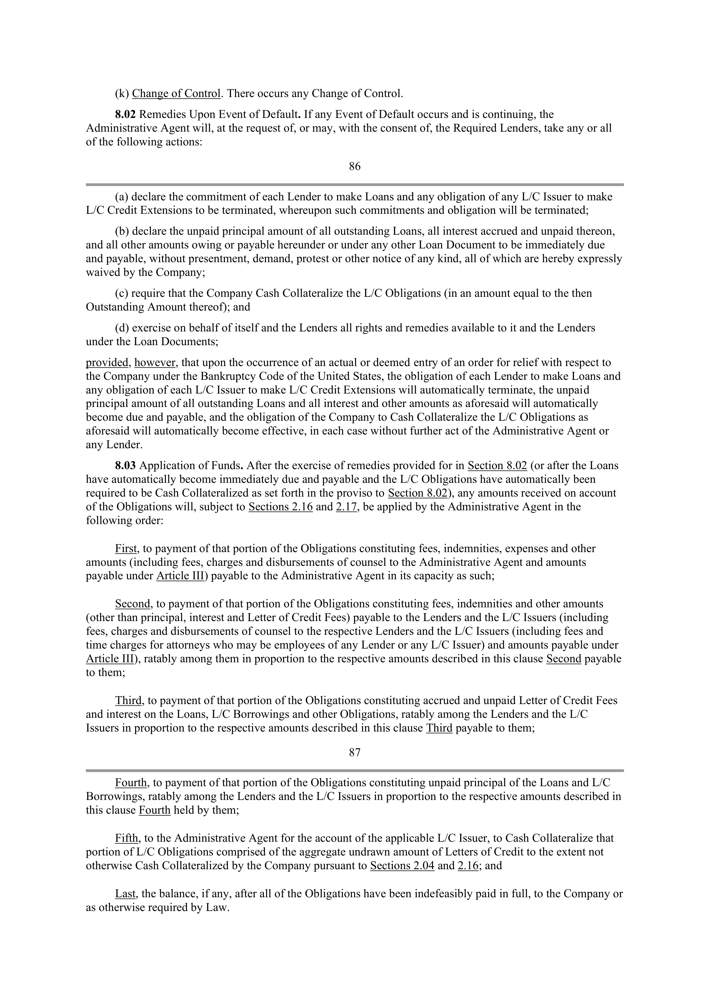 Starbucks Credit Agreement — page 65