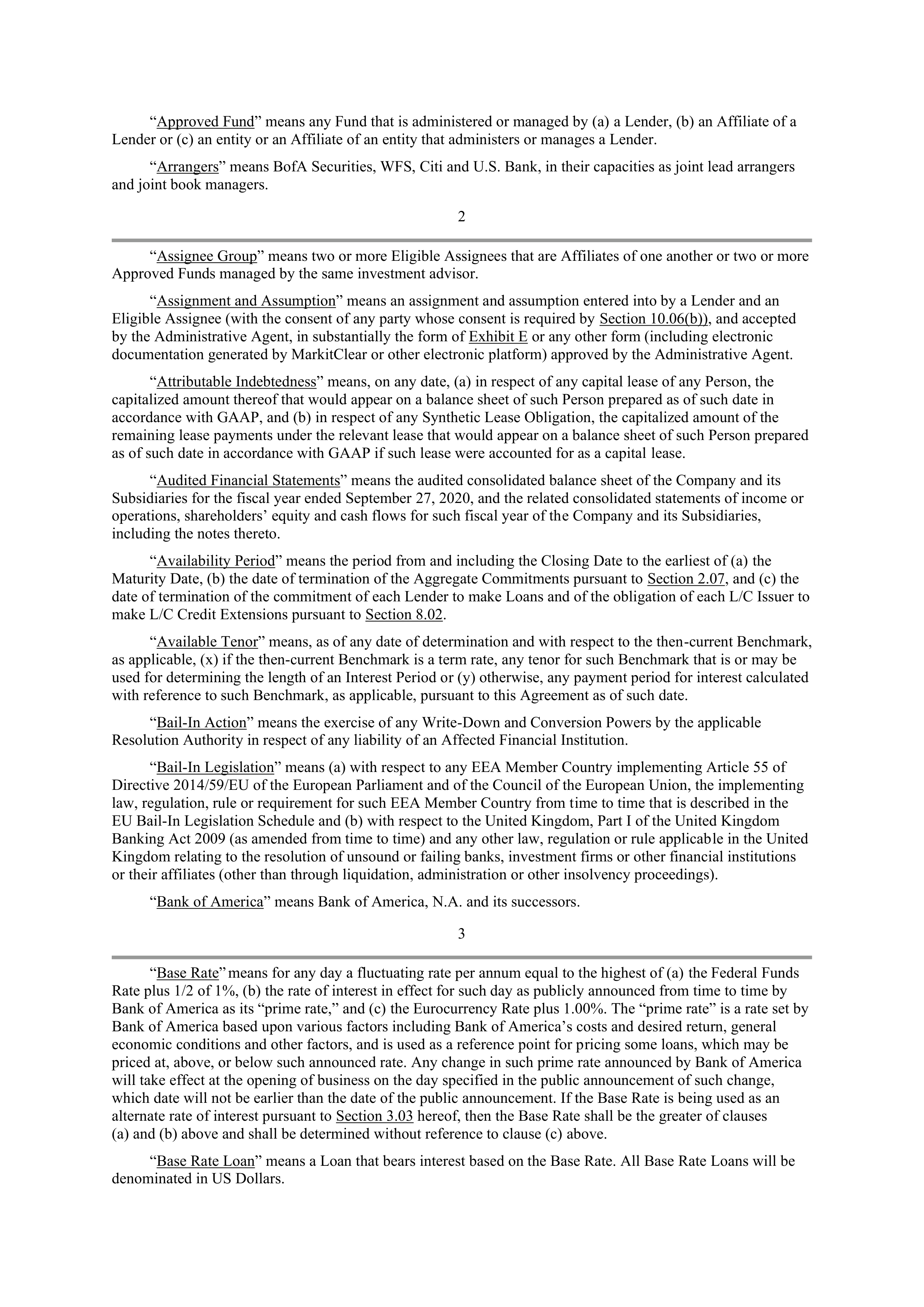 Starbucks Credit Agreement — page 7