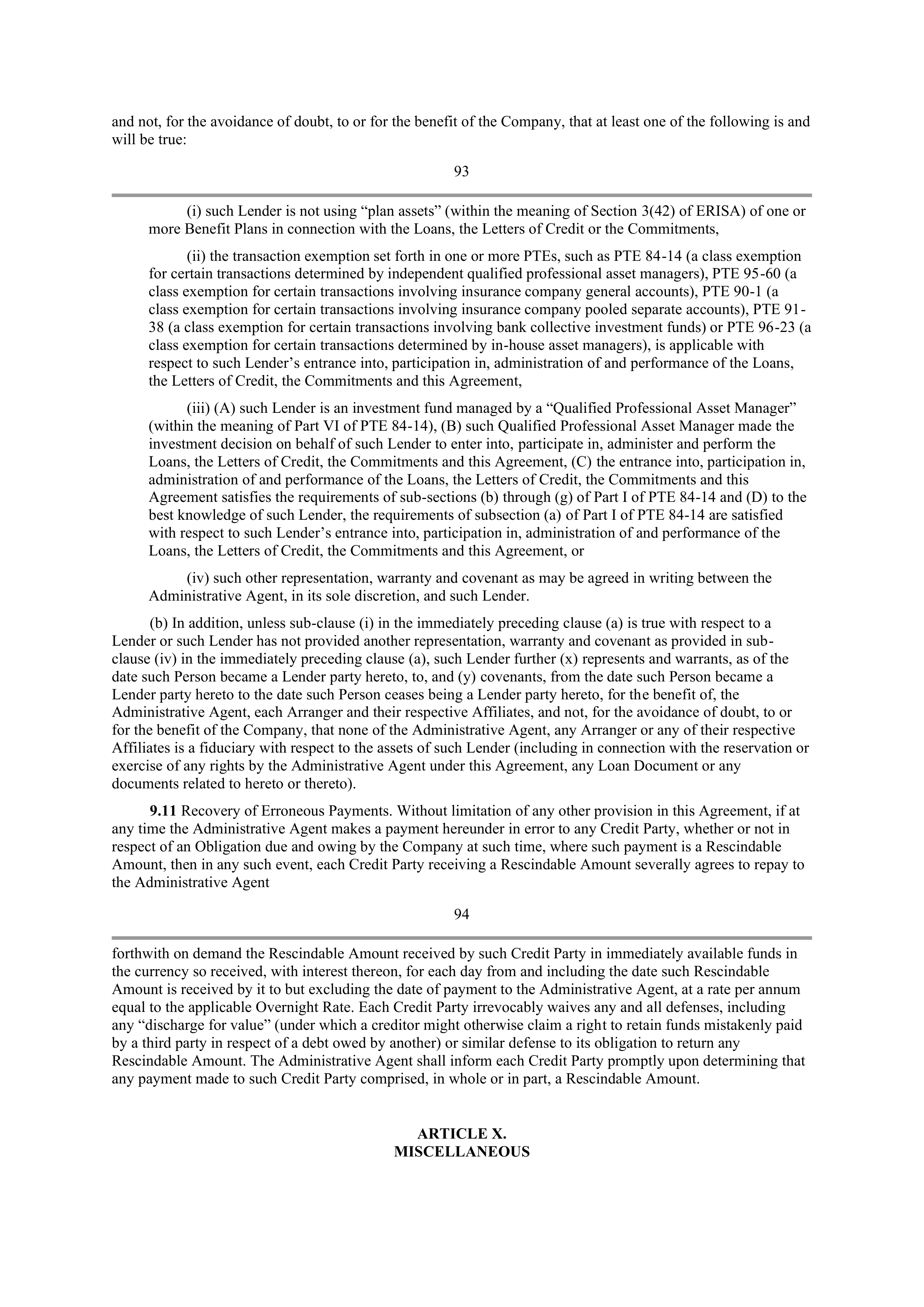 Starbucks Credit Agreement — page 70