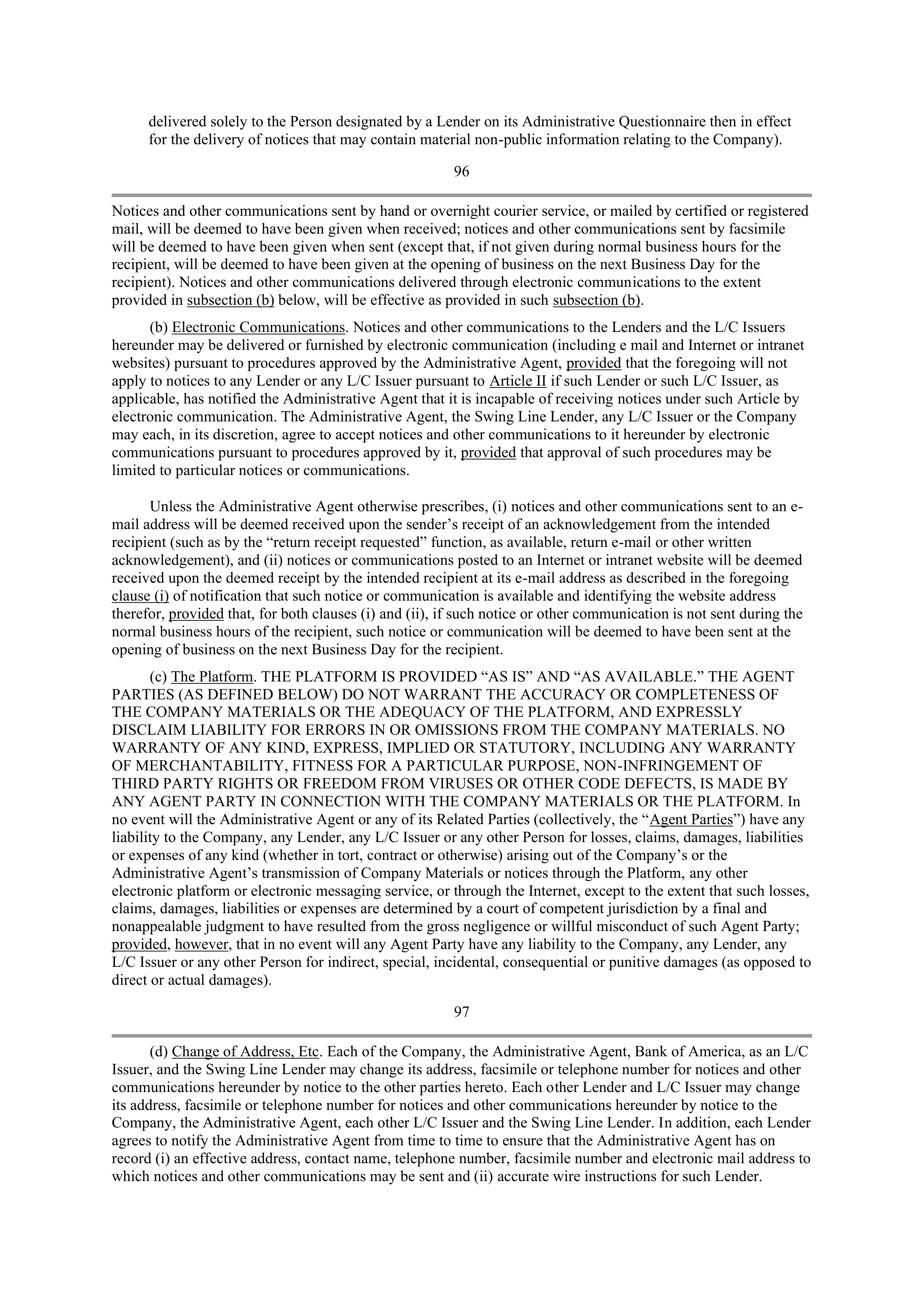 Starbucks Credit Agreement — page 72