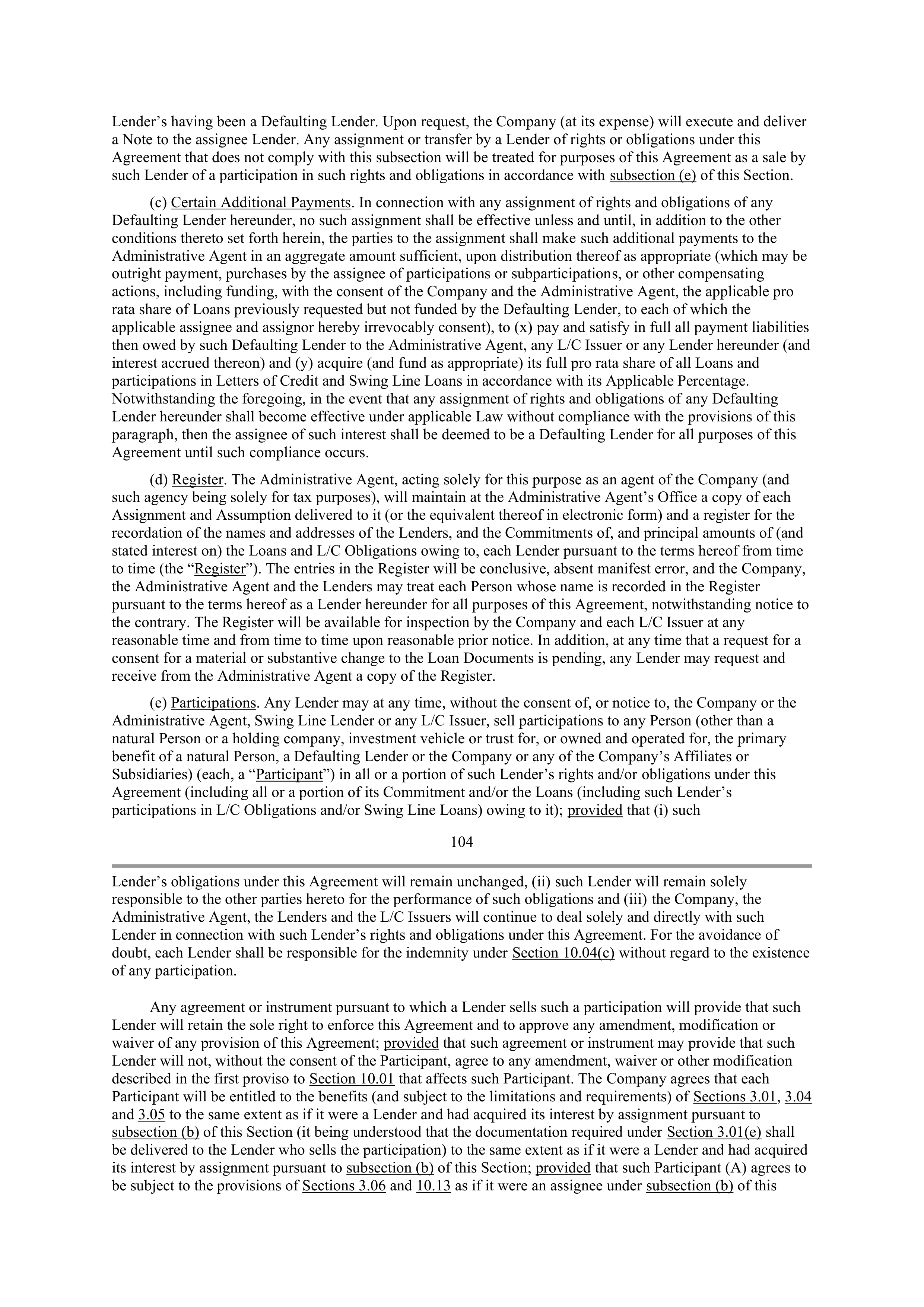 Starbucks Credit Agreement — page 77