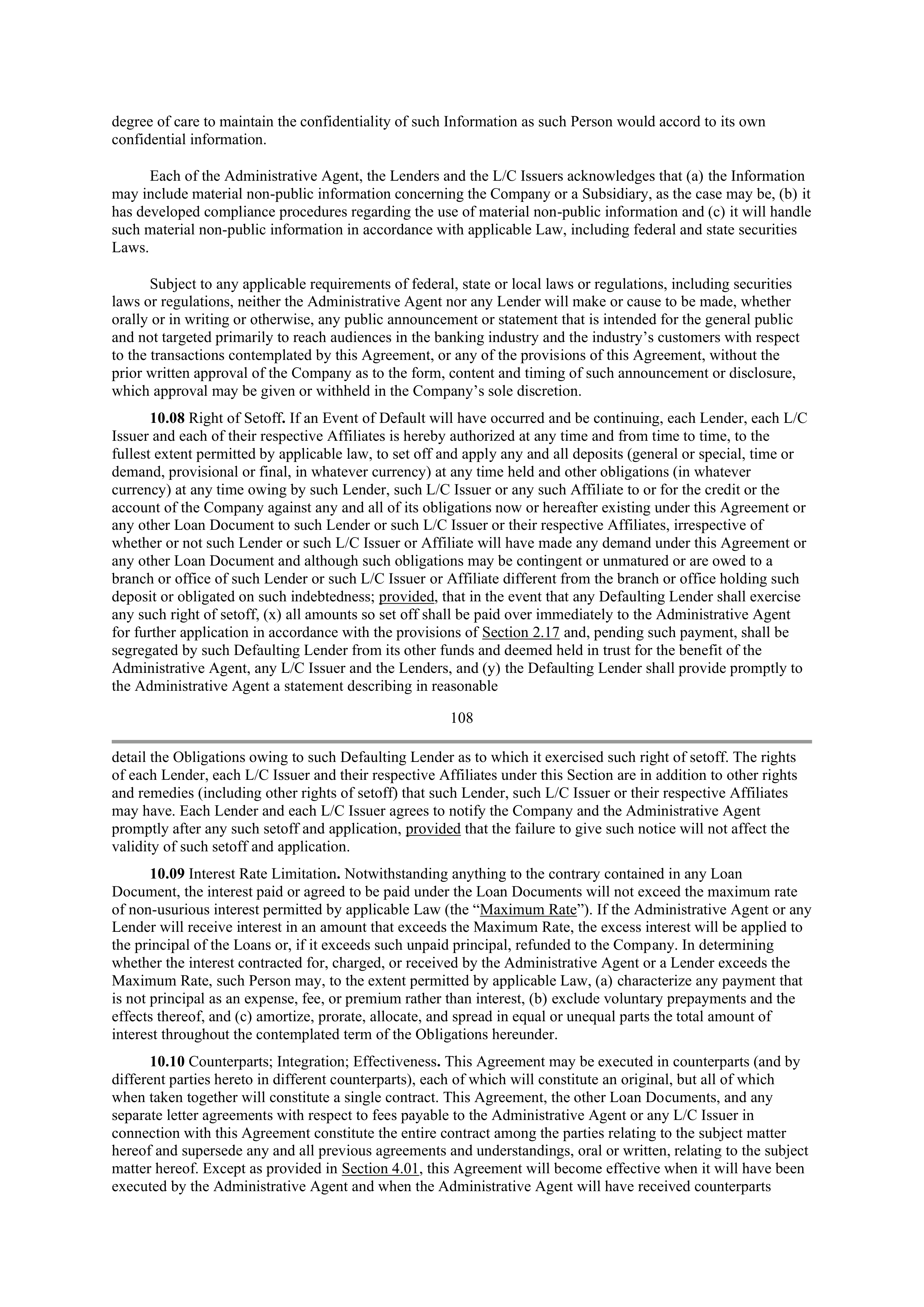 Starbucks Credit Agreement — page 80