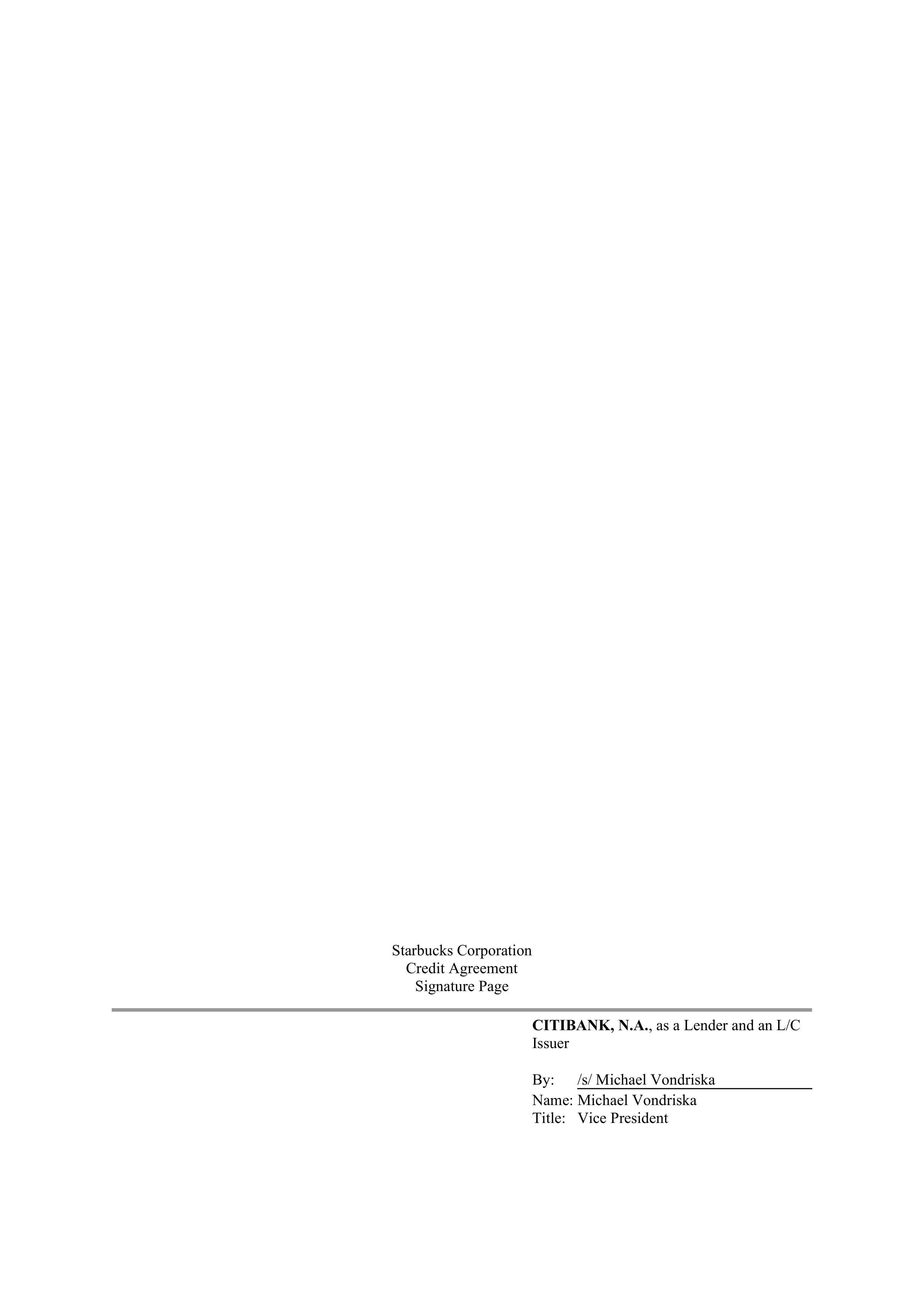 Starbucks Credit Agreement — page 88