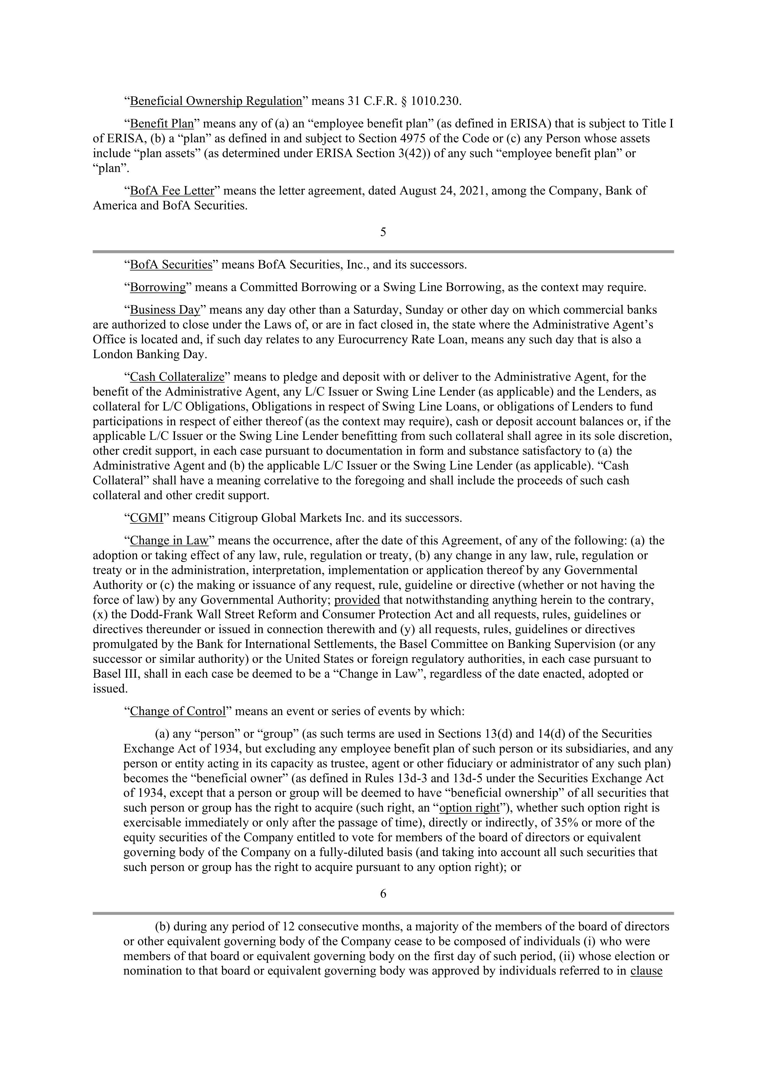 Starbucks Credit Agreement — page 9