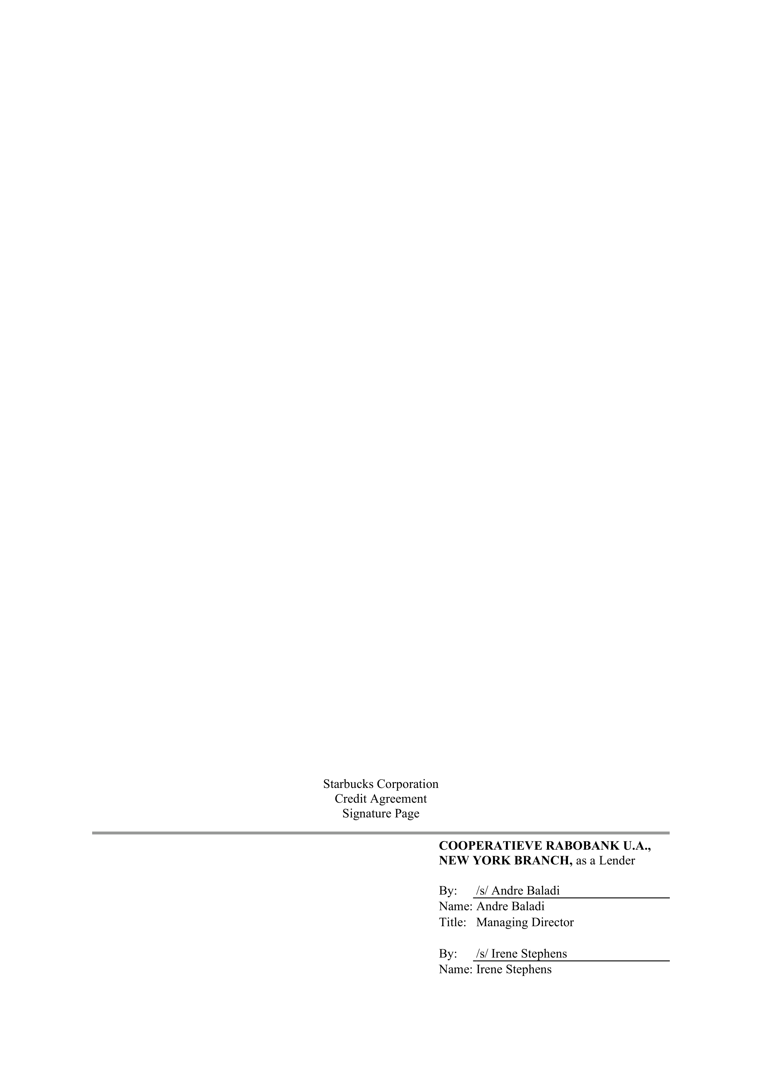 Starbucks Credit Agreement — page 96